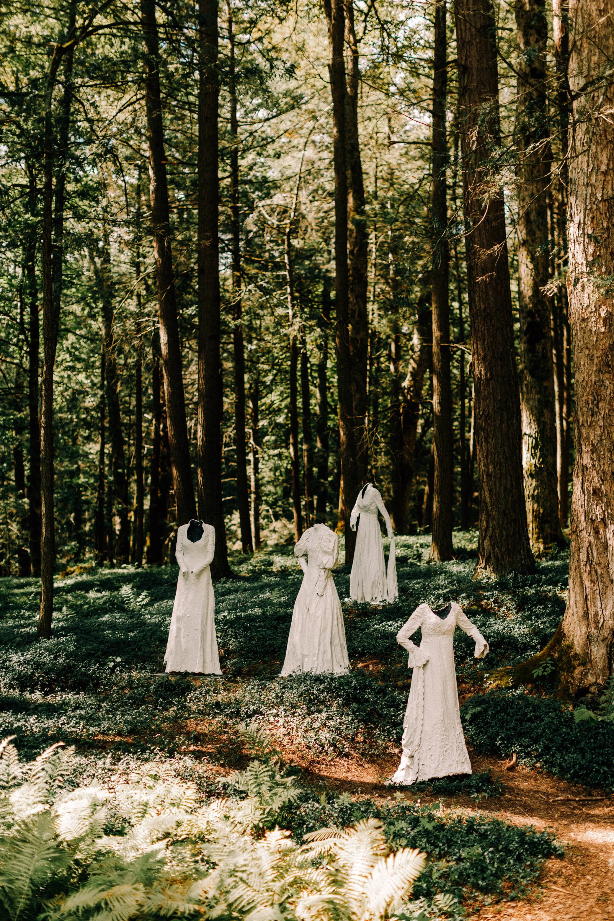 dress statues in the woods at the mount in lenox, ma