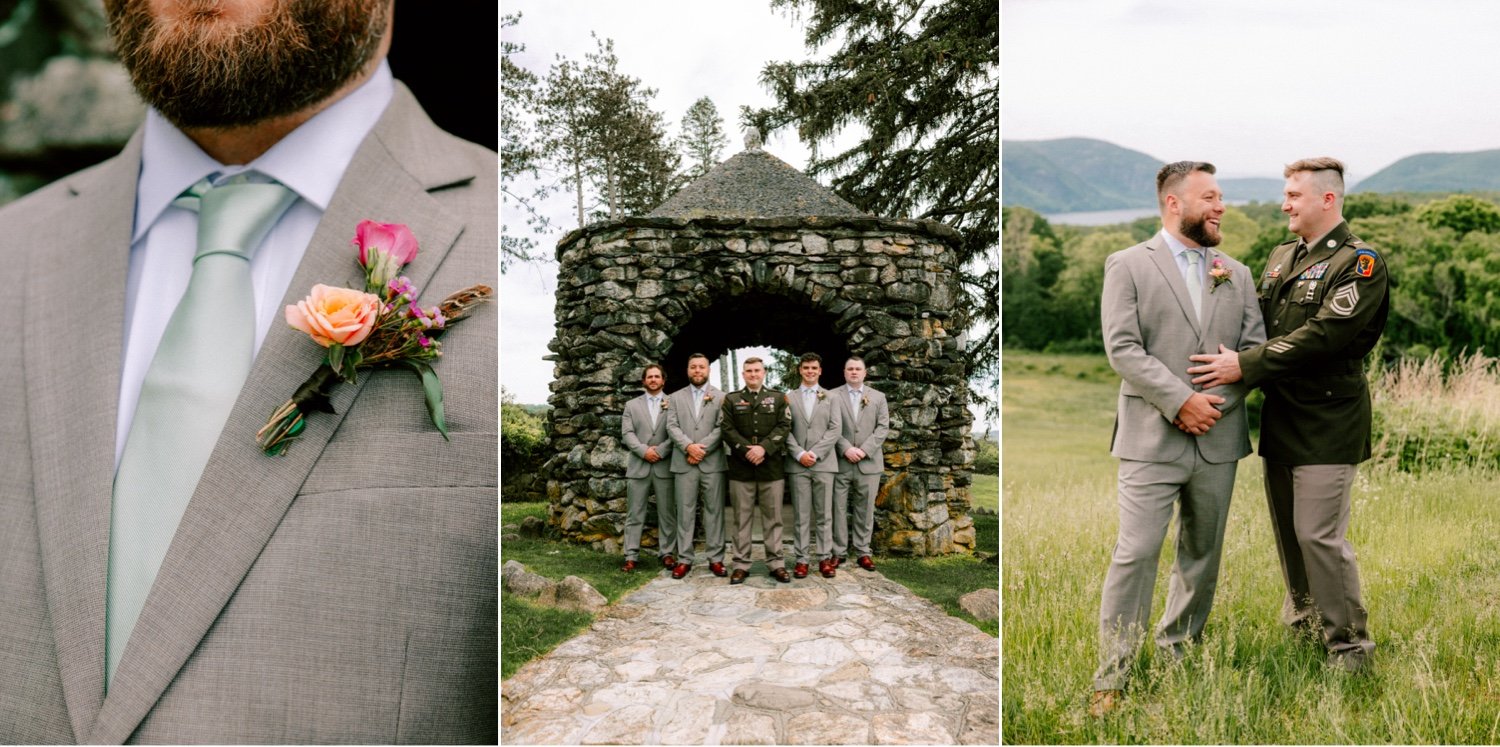  groom and groomsmen at the garrison  