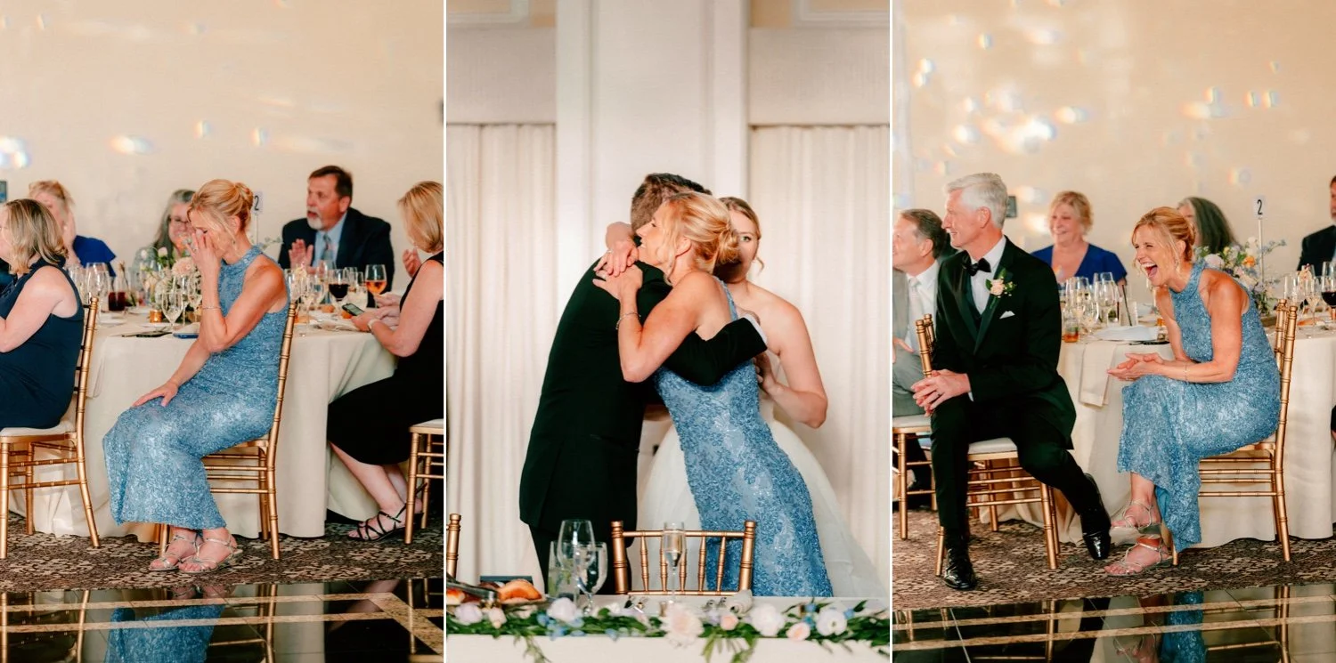 photographs of wedding reception speeches at le chateau in the hudson valley