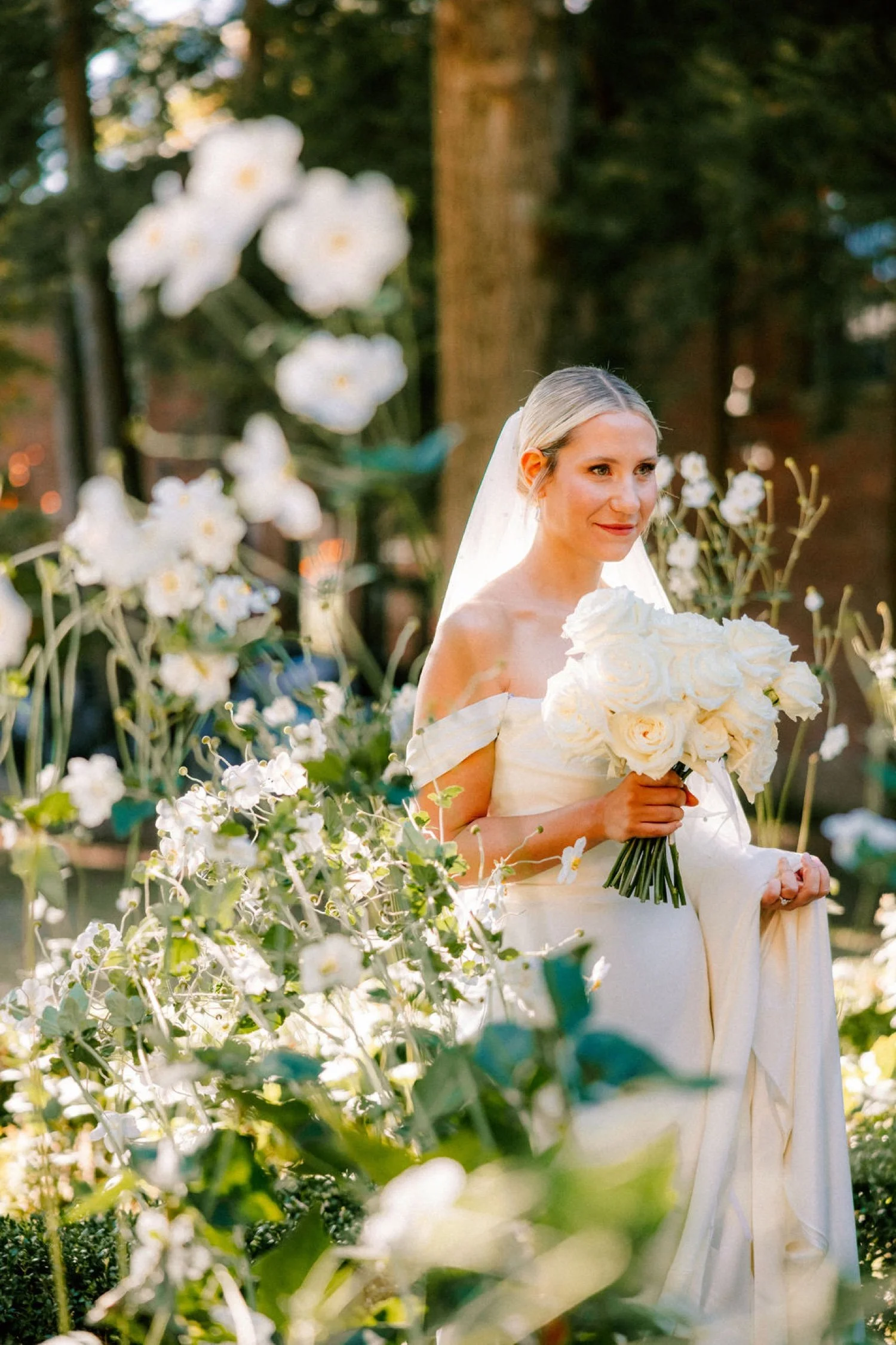 wedding photographs of couple in the garden at Senate Garage in Kingston, NY
