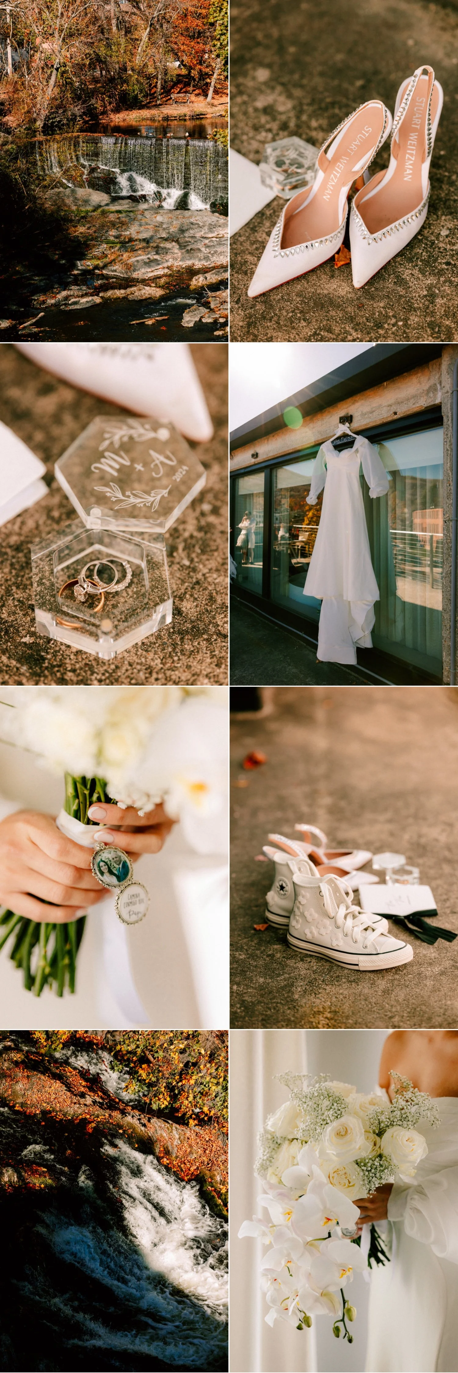 bride’s weding details on the balcony of the penthouse at the roundhouse in beacon, ny