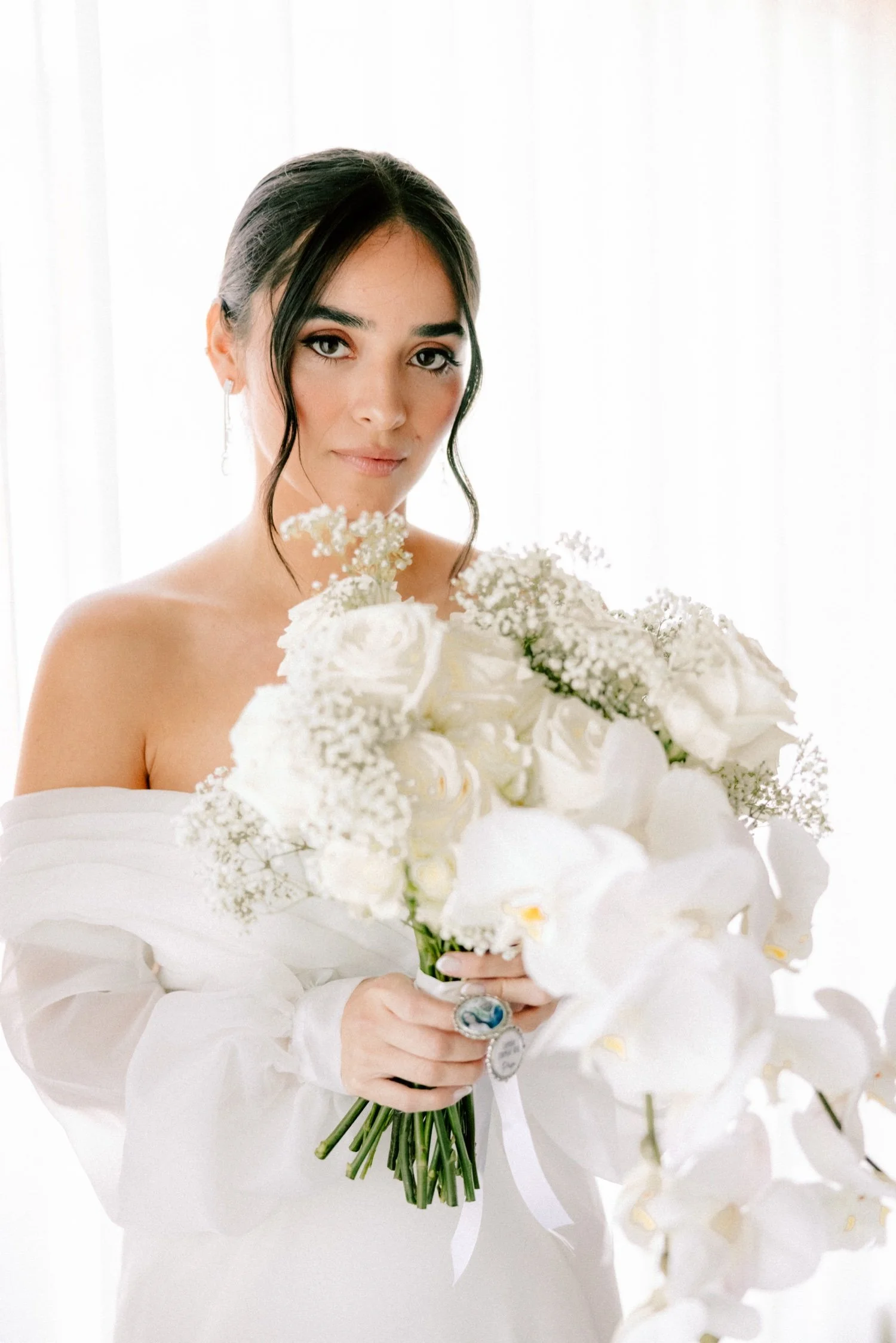 editorial photograph of bride in the penthouse on her wedding day at the roundhouse