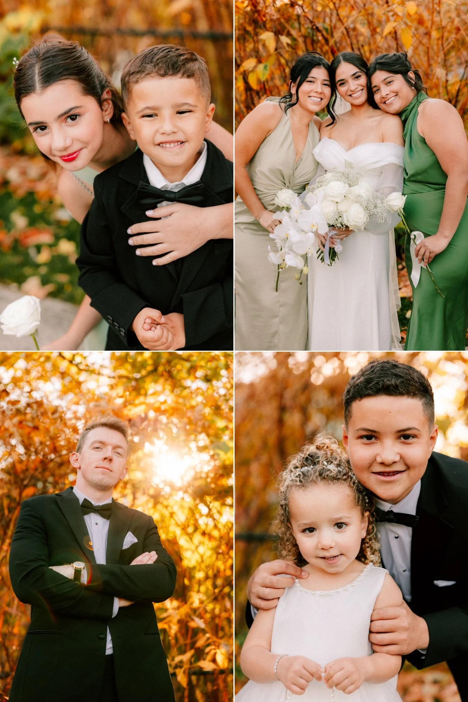portraits of members of wedding party in autumn at the roundhouse