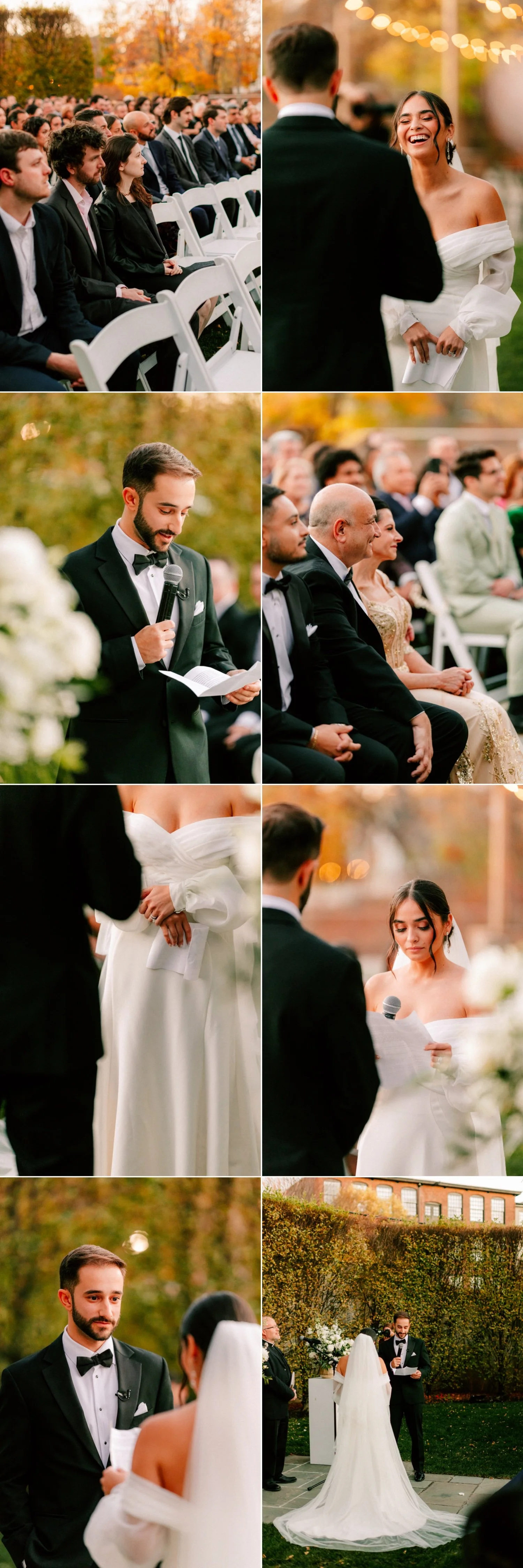 bride and groom share person vows during their autumn november wedding ceremony at the roundhouse