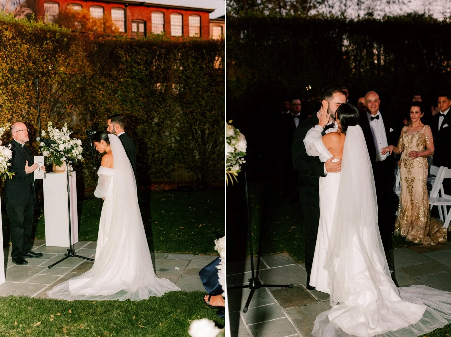 bride and groom just married during wedding ceremony at the roundhouse