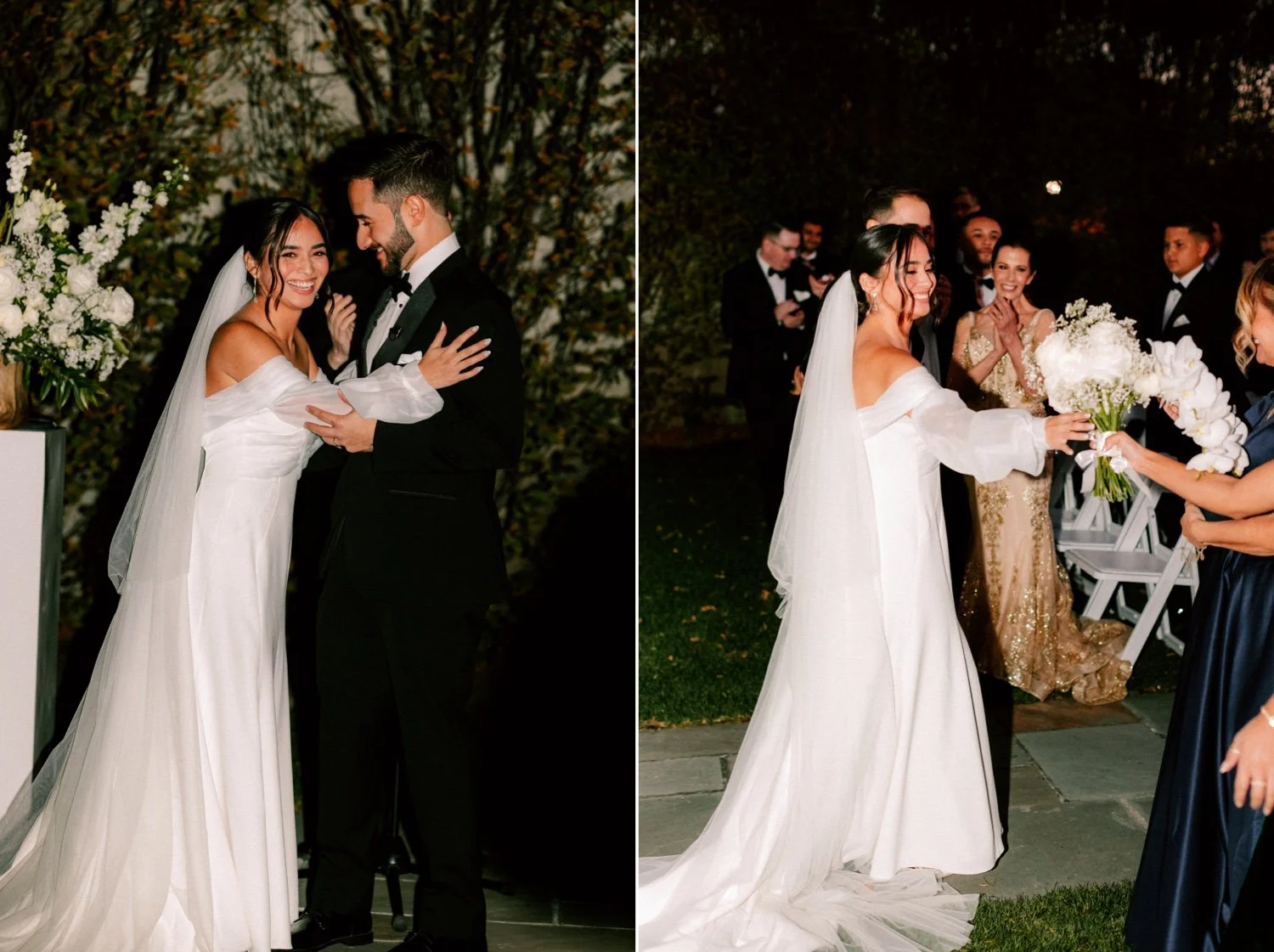 bride and groom just married during outdoor wedding ceremony in november at the roundhouse