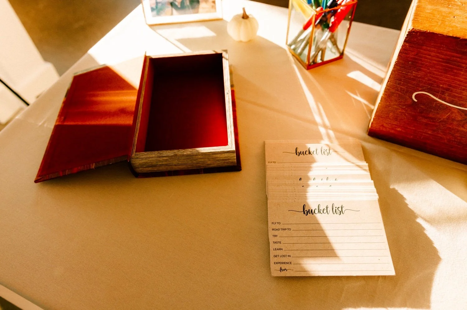bucket list wedding guest book post cards at the roundhouse