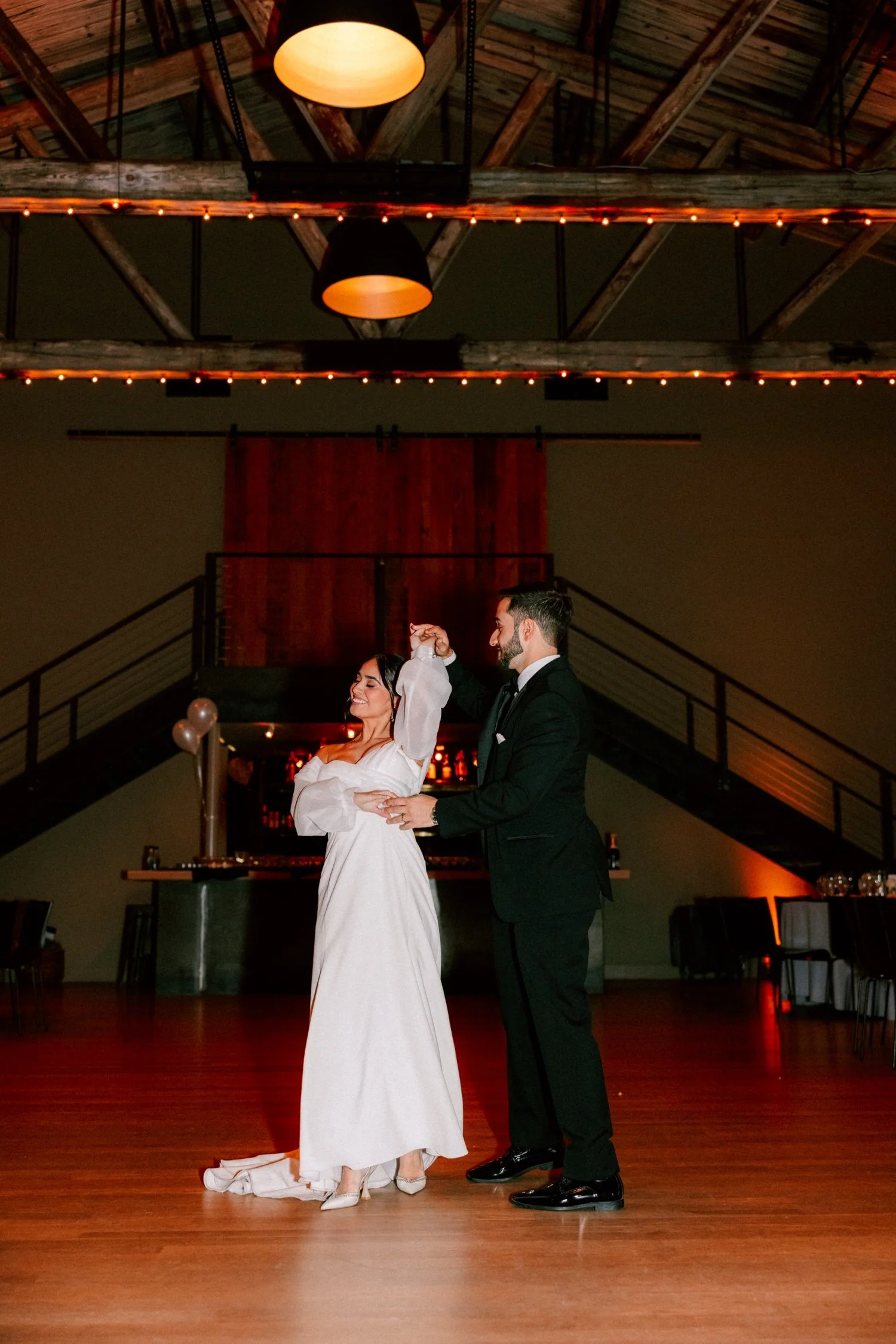 wedding couple dance alone at the roundhouse
