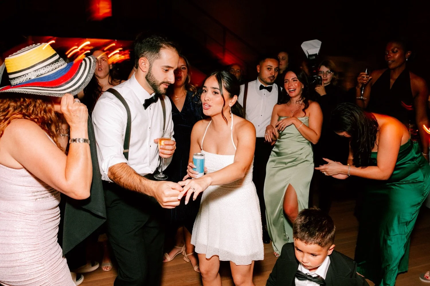 bride and groom dance during wedding reception at the roundhouse