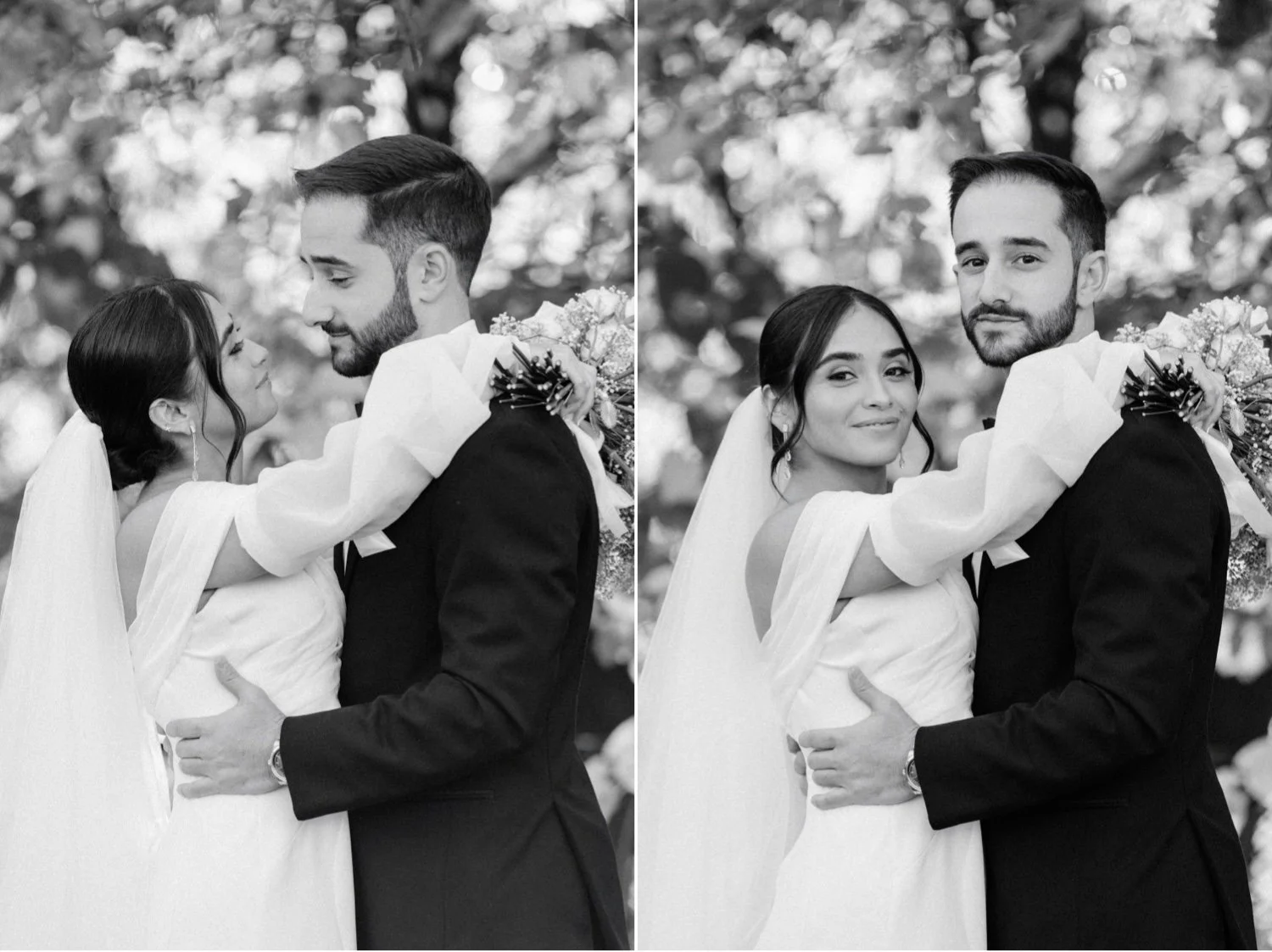timeless black and white photographs of bride and groom on their wedding day at the roundhouse