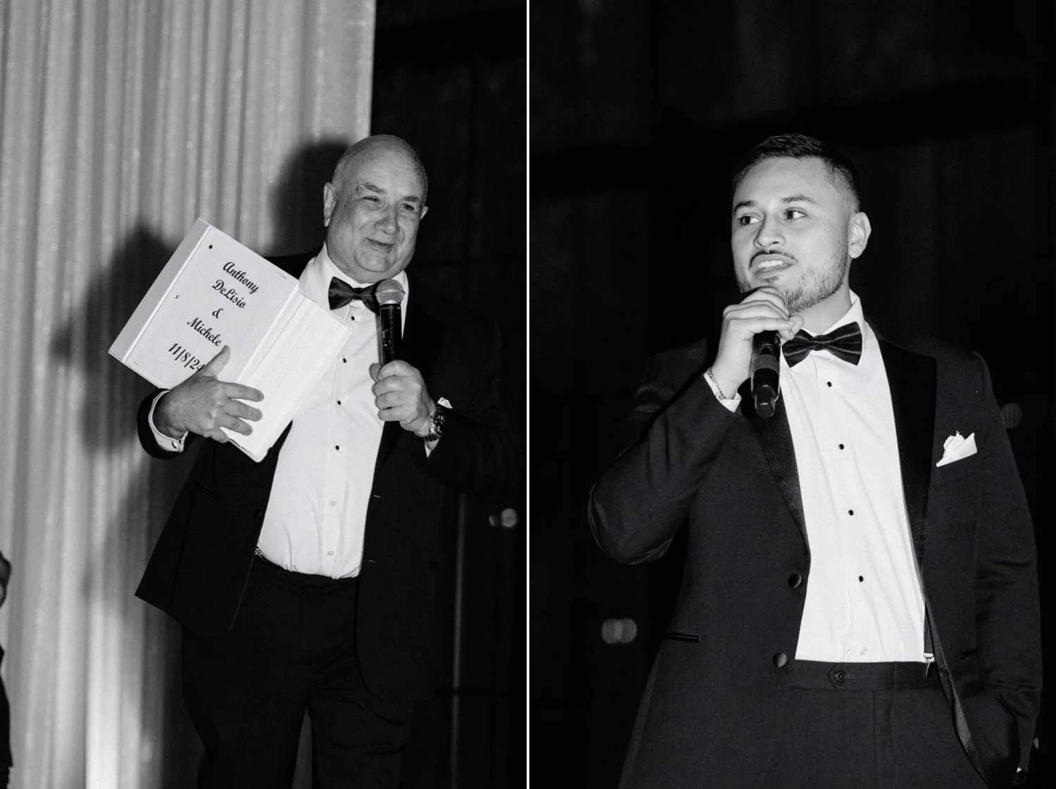 black and white photographs of best man, father of the groom, brother of the bride at the roundhouse