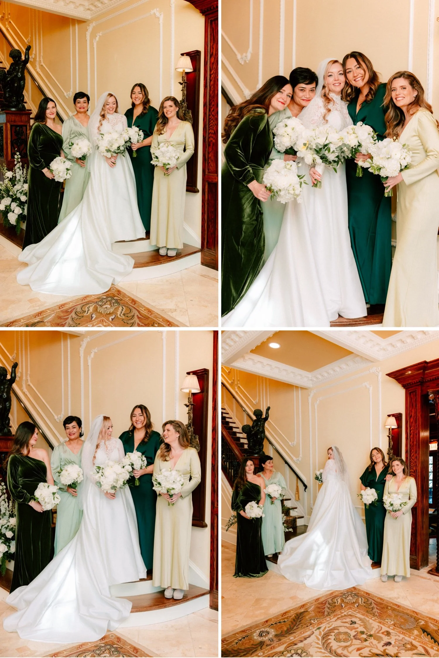 bridesmaids on the stairs at the ashford estate