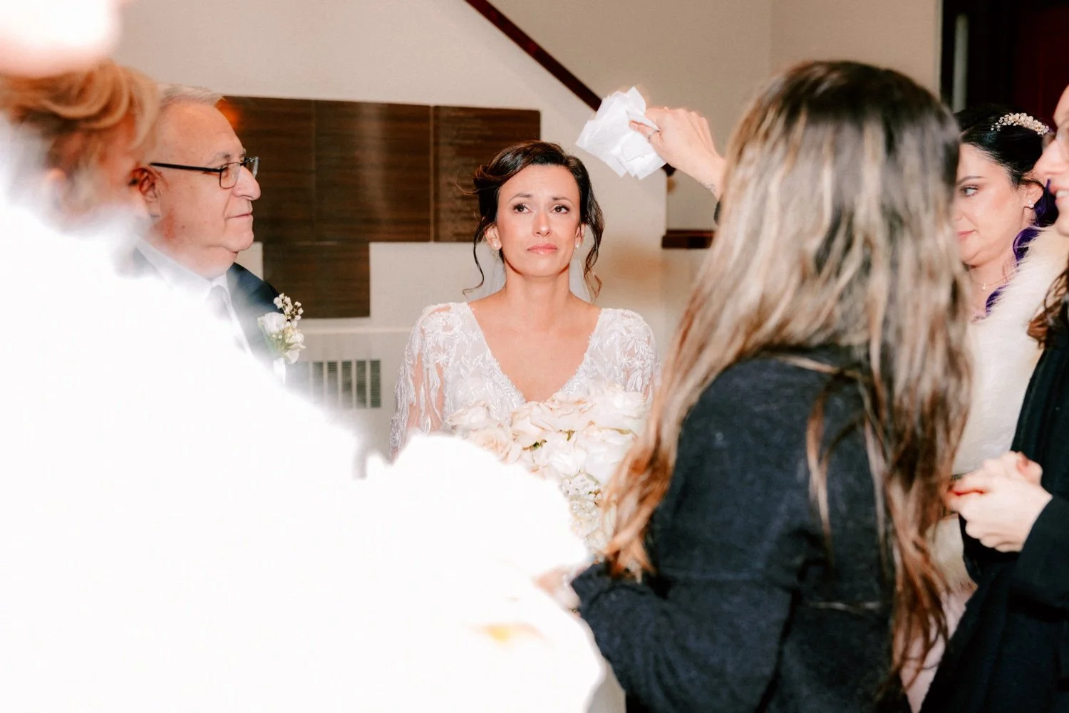  bride getting emotional before her wedding ceremony 