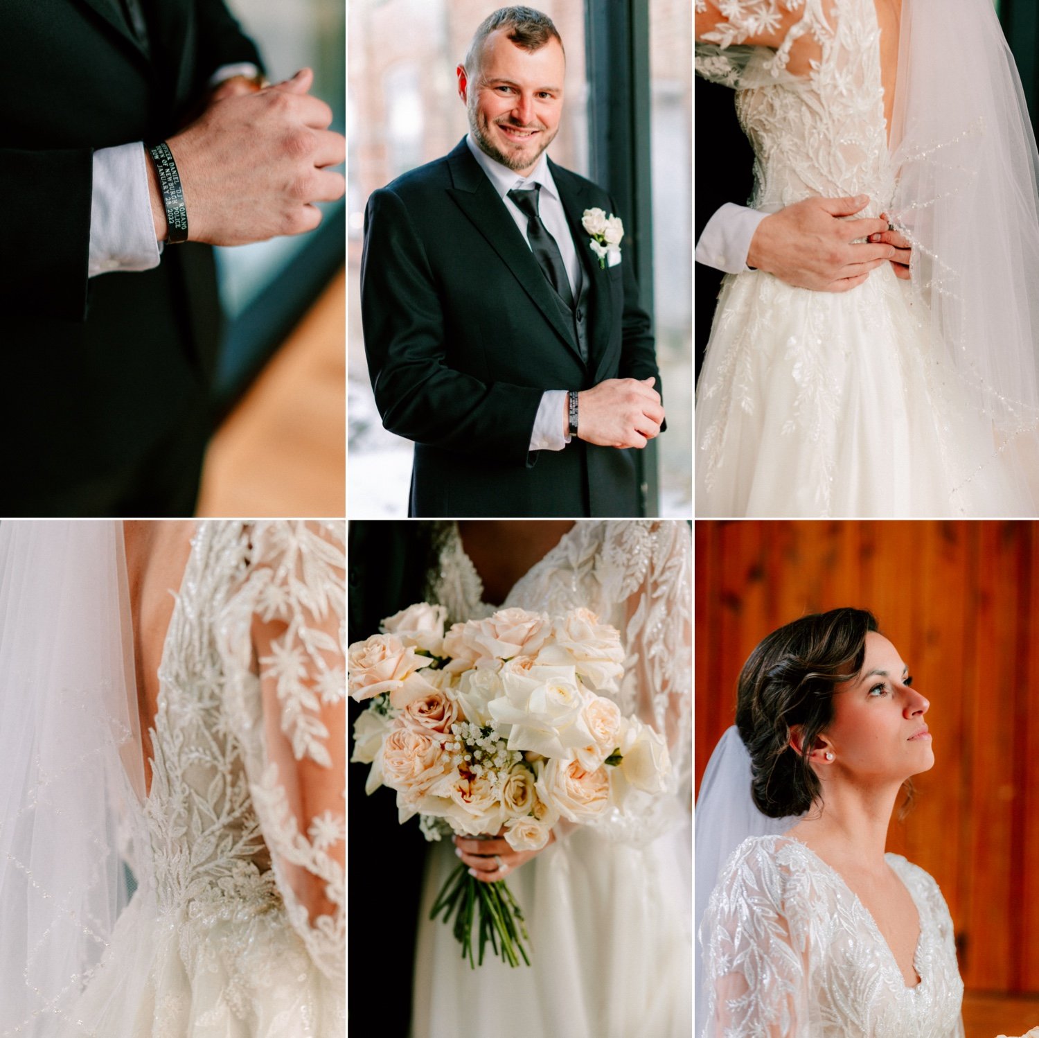  bride and groom details for winter wedding at city winery hudson valley  