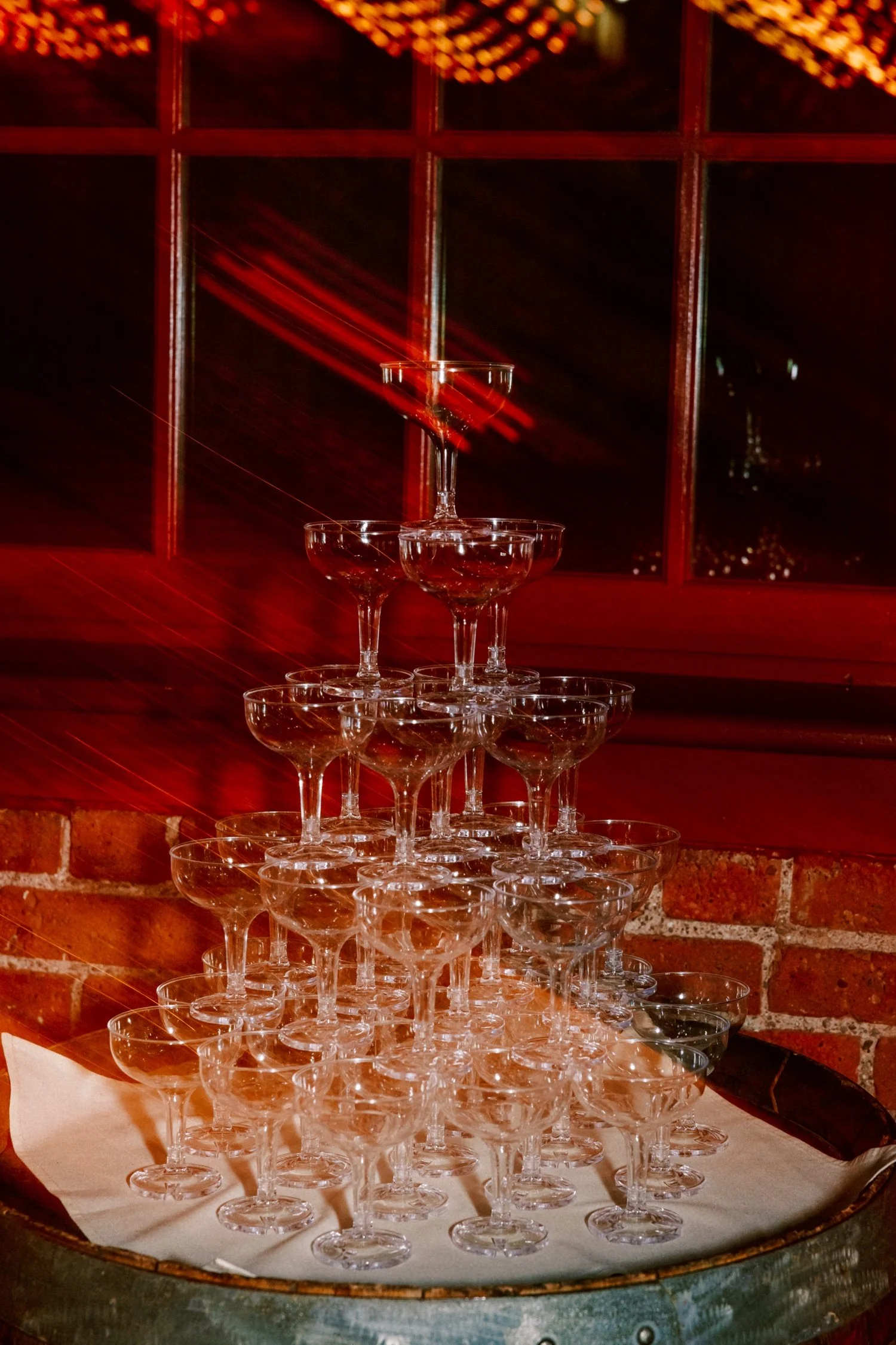  champagne tower at city winery hudson valley winter wedding 