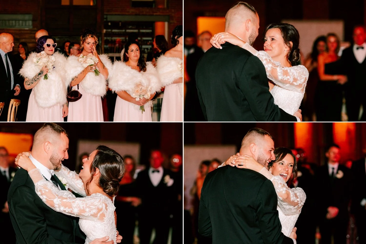  bridesmaids cry during wedding couples first dance at city winery hudson valley 