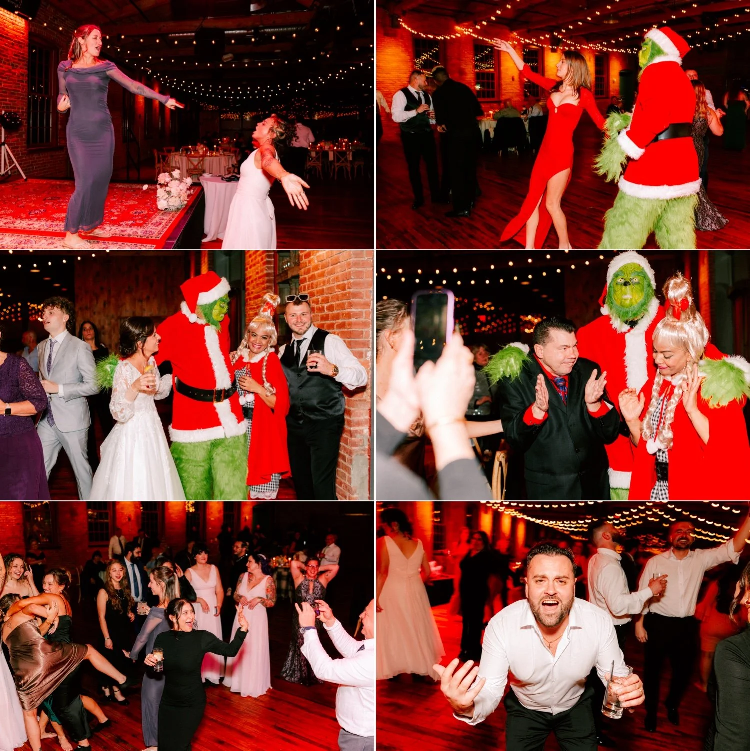  winter wedding reception party and random visit from the grinch at city winery hudson valley 