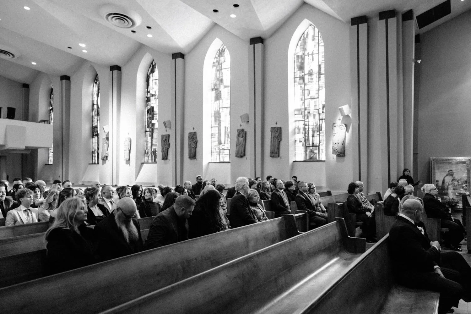  guests during wedding ceremony in newburgh ny church 