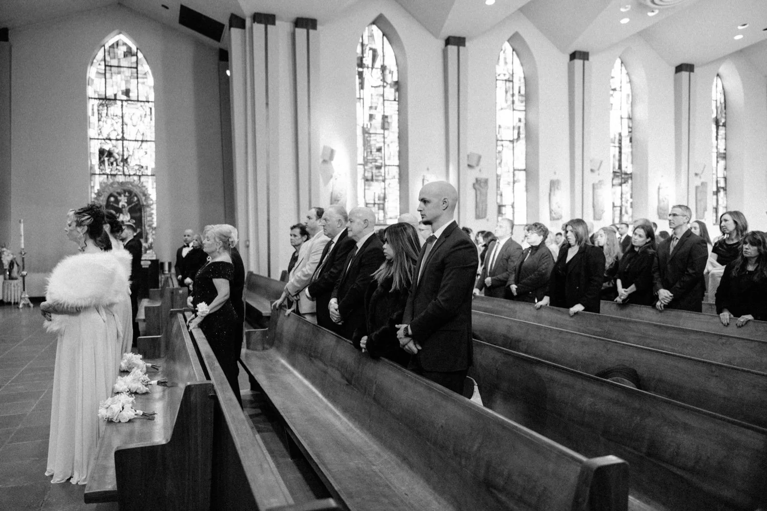  guests standing during church wedding ceremony in newburgh ny 