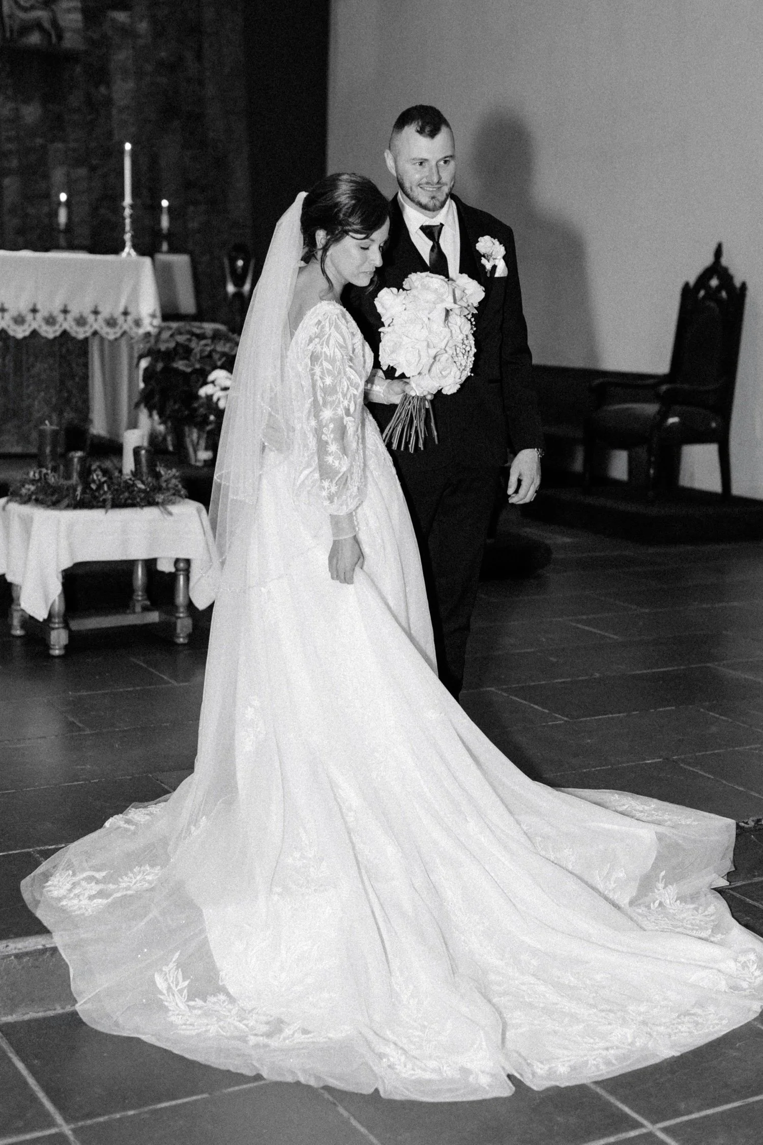  bride and groom formal photos after church ceremony in newburgh ny 