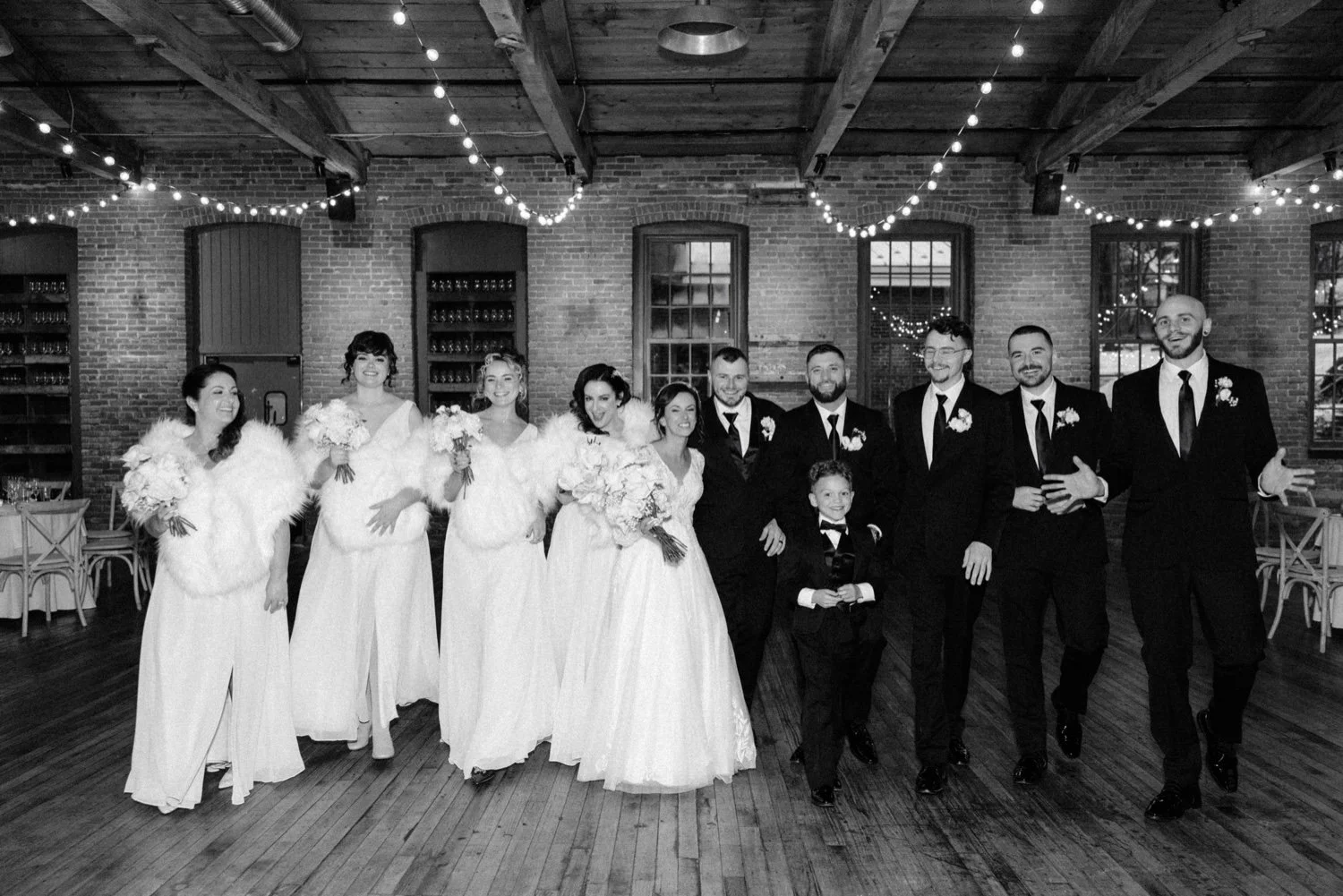  wedding party walking inside city winery hudson valley 