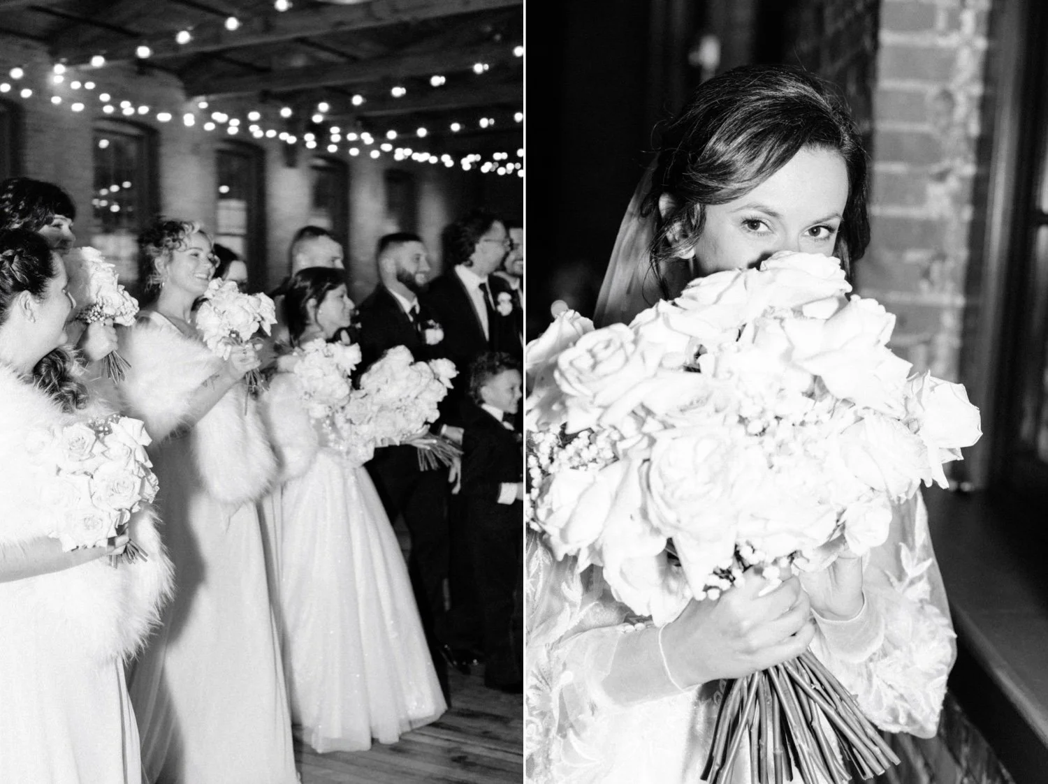  flash photograph of bride holding bouquet inside city winery hudson valley 