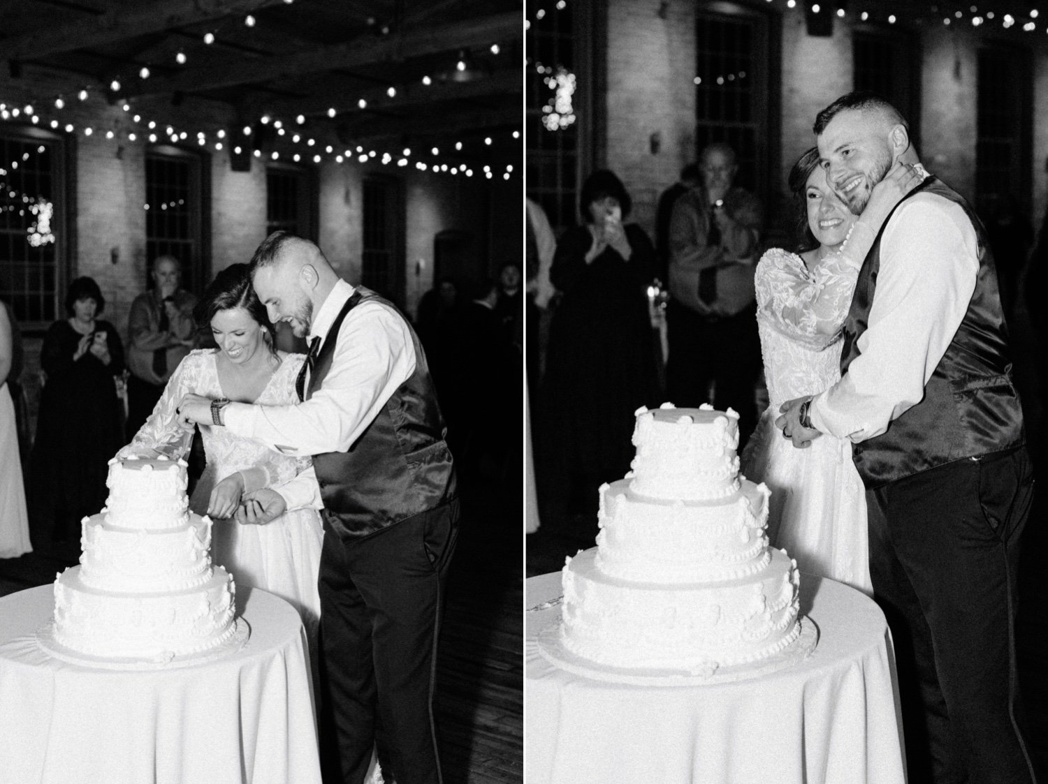  couple cut their vintage wedding cake from the pastry garden at city winery hudson valley  