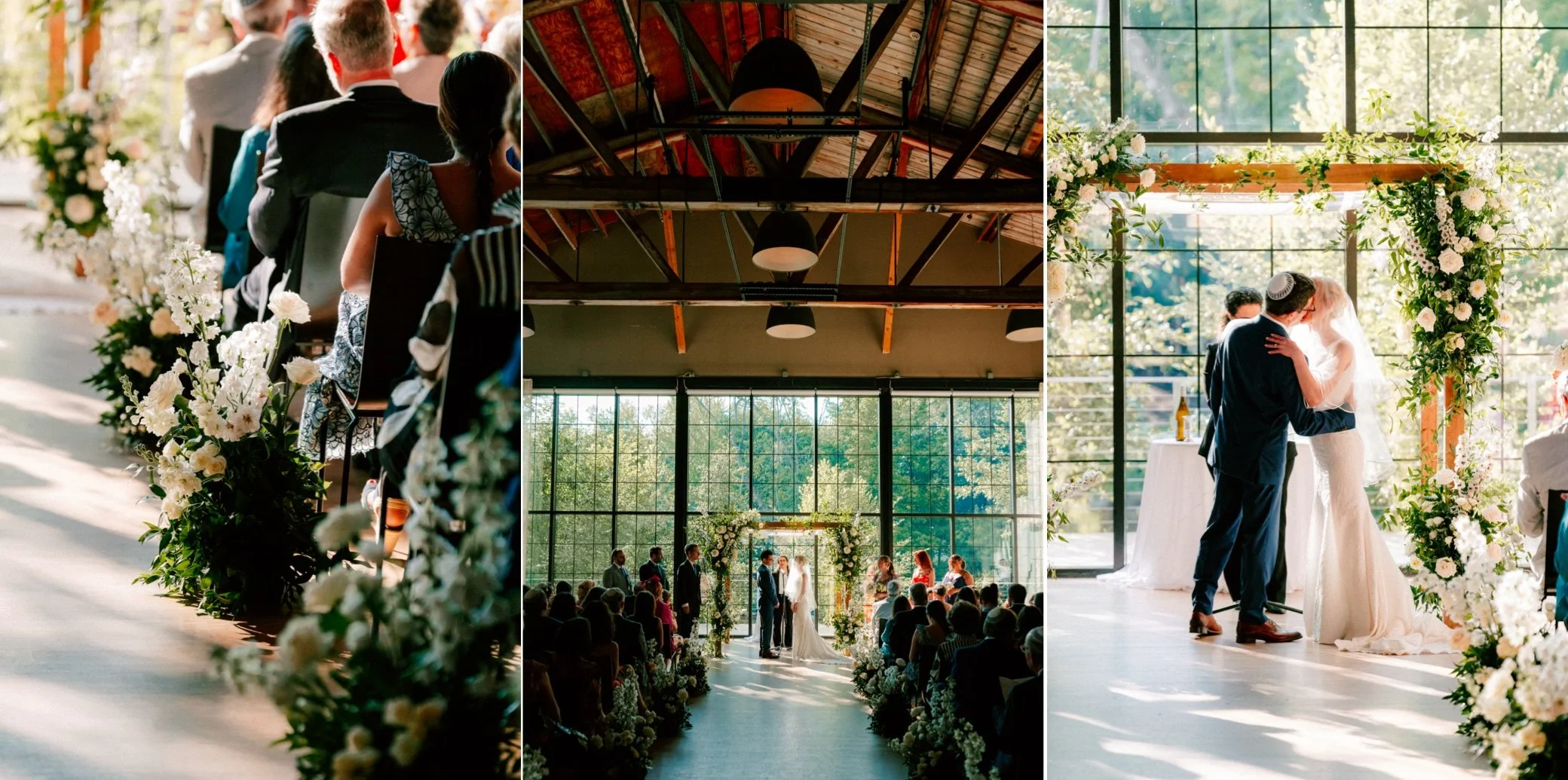 indoor wedding ceremony at the roundhouse
