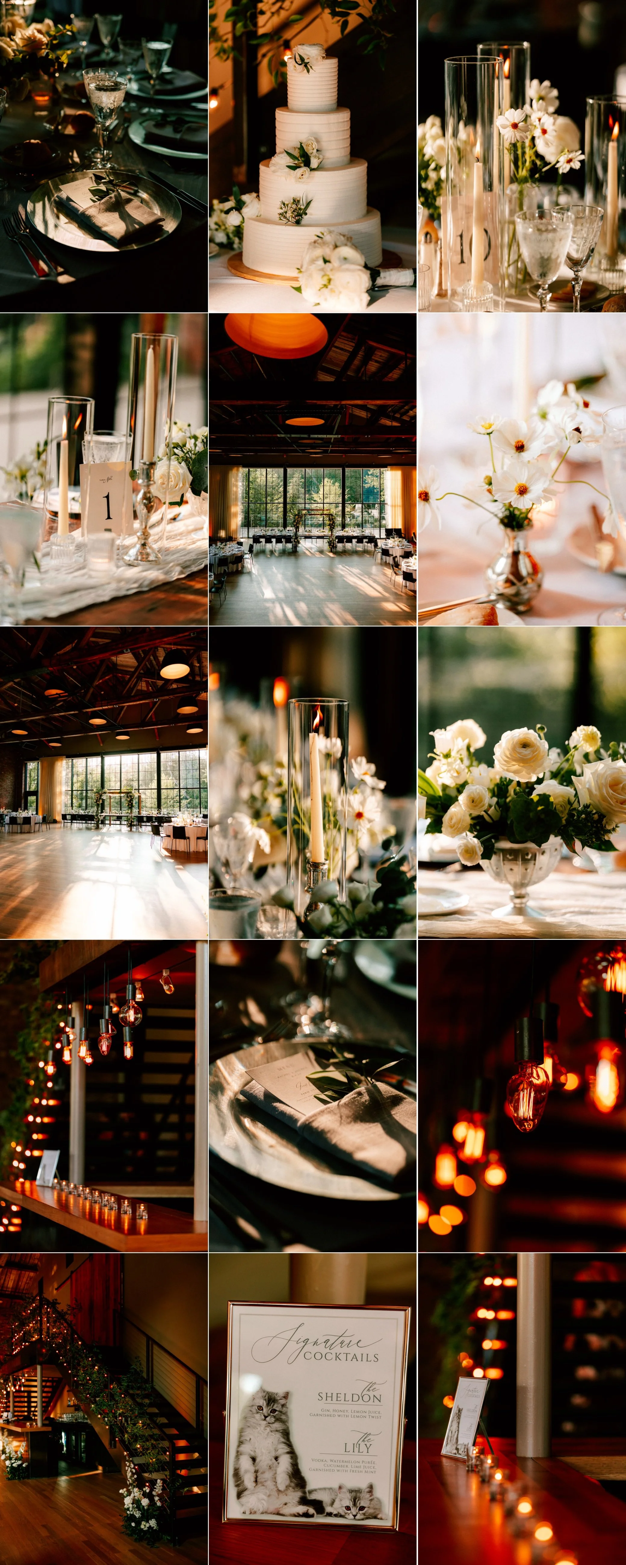 wedding reception decor at the roundhouse