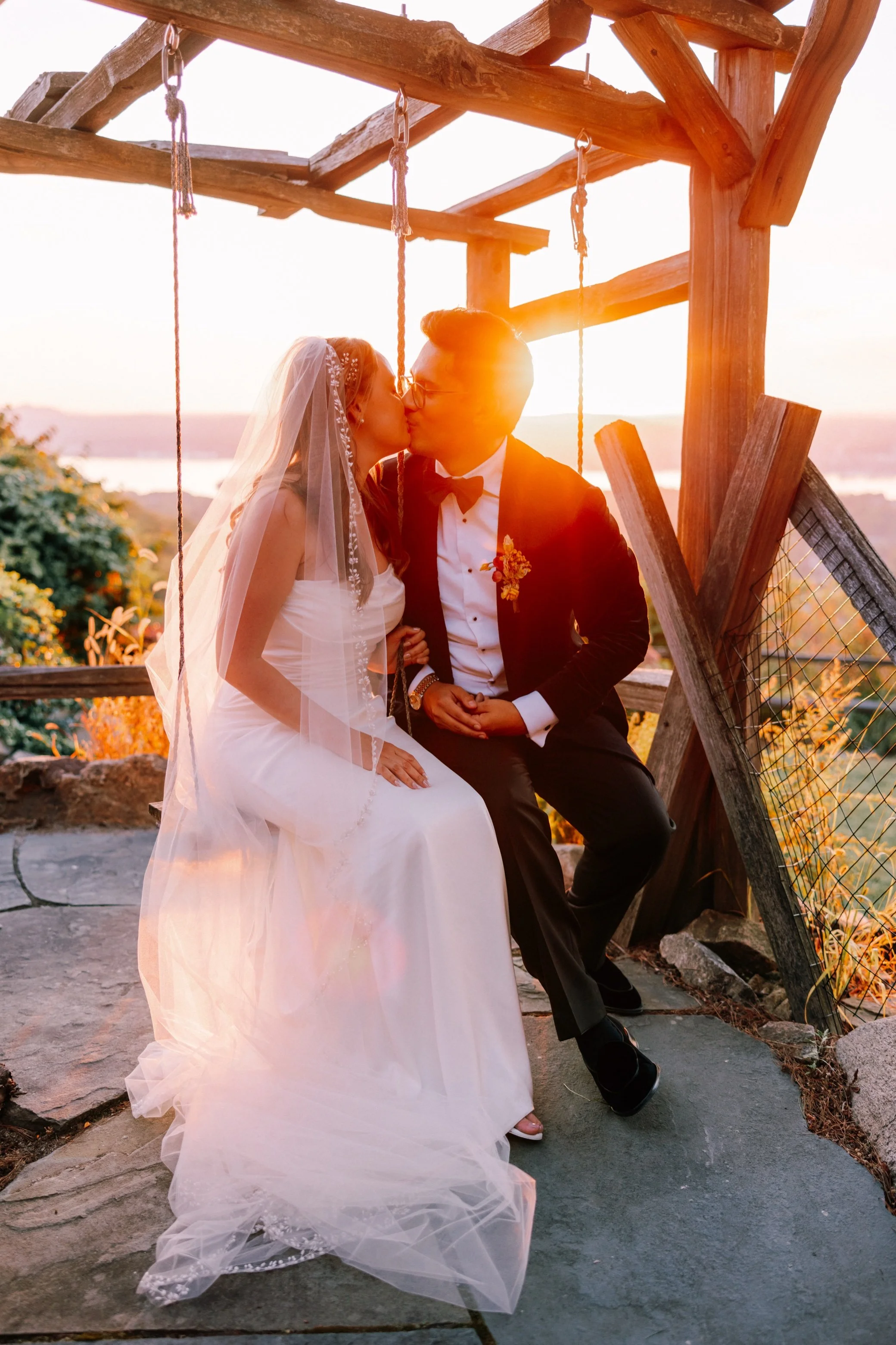 sunset during intimate hudson valley wedding at Lambs Hill