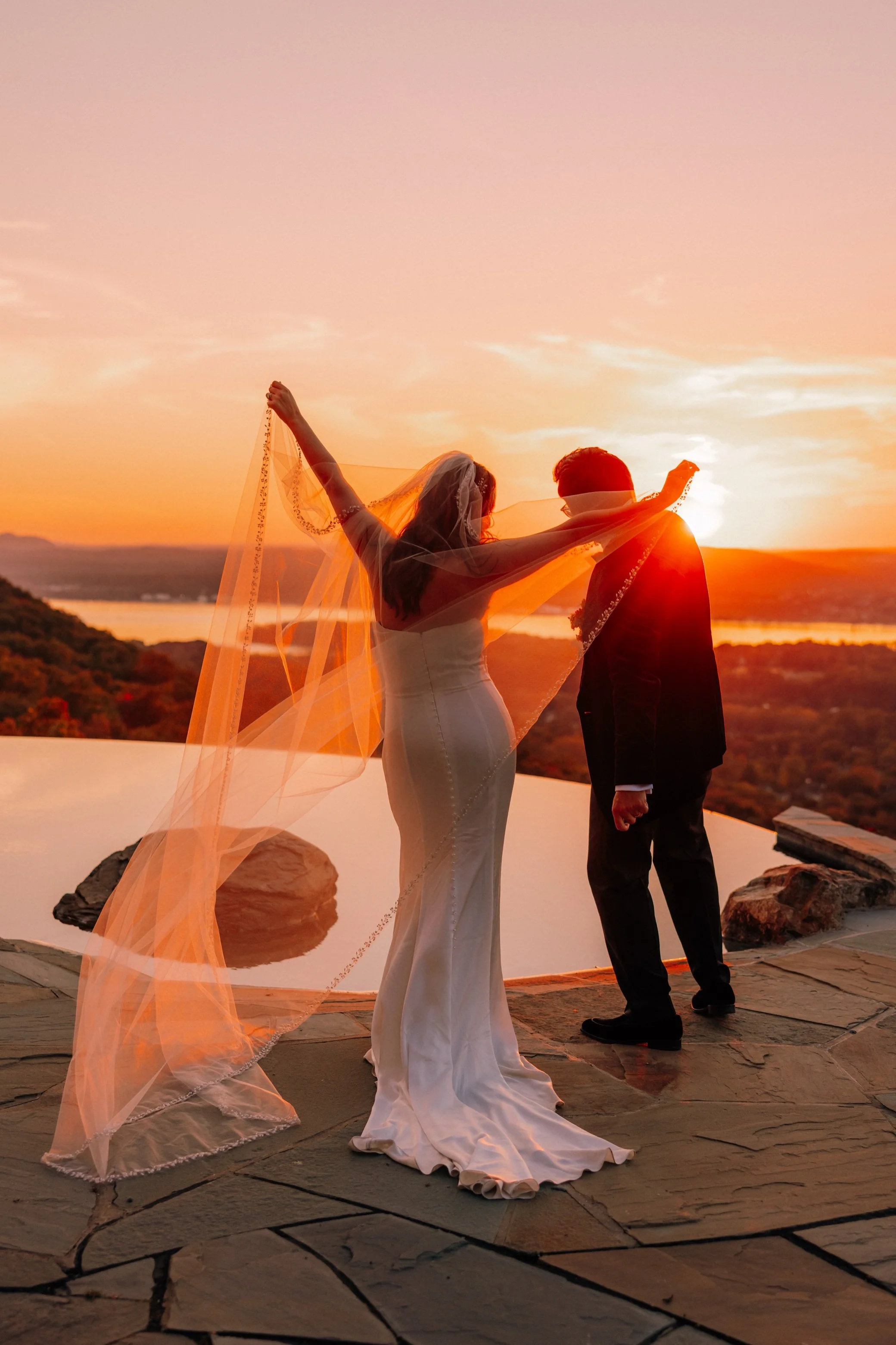 sunset during intimate hudson valley wedding at Lambs Hill