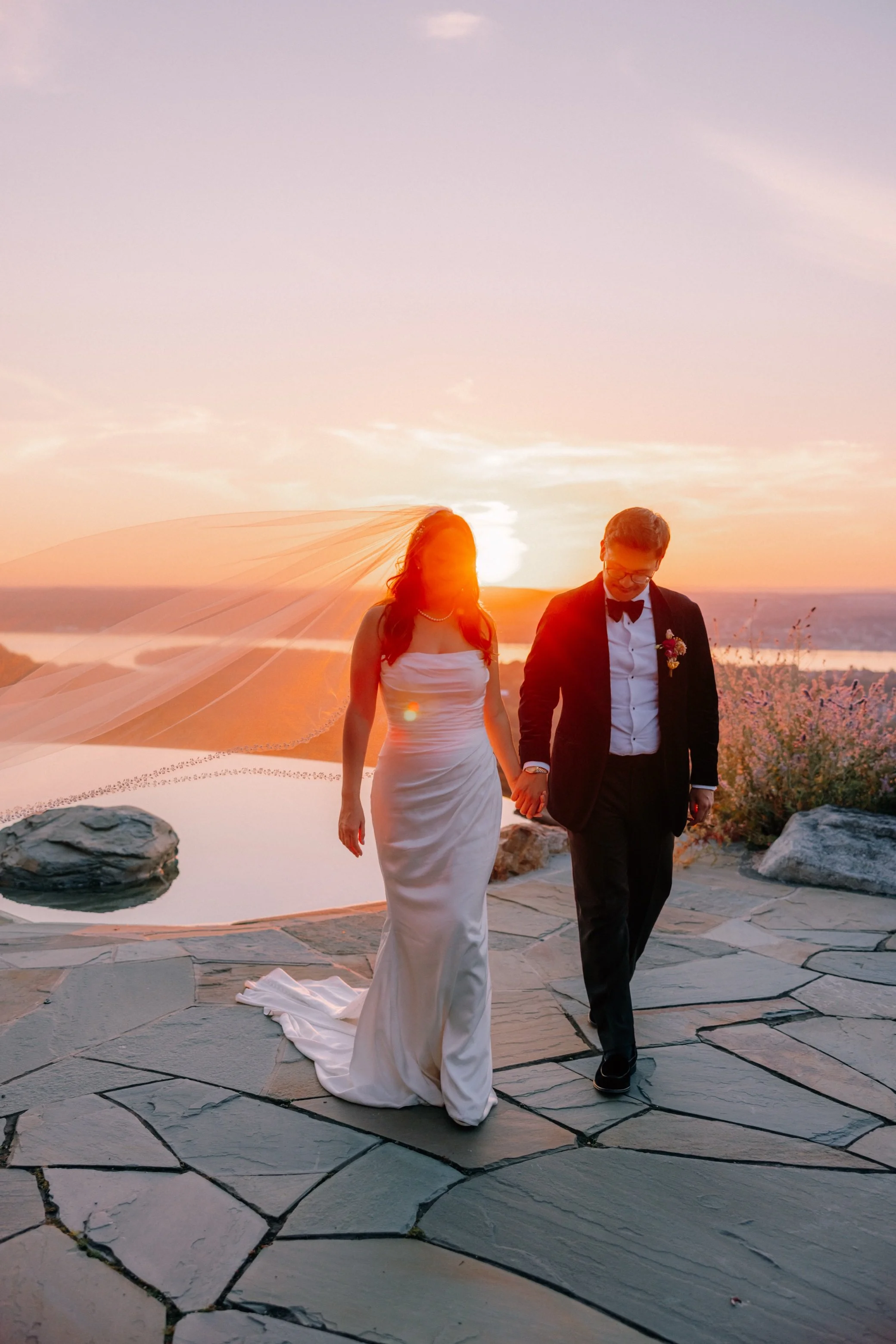 sunset during intimate hudson valley wedding at Lambs Hill