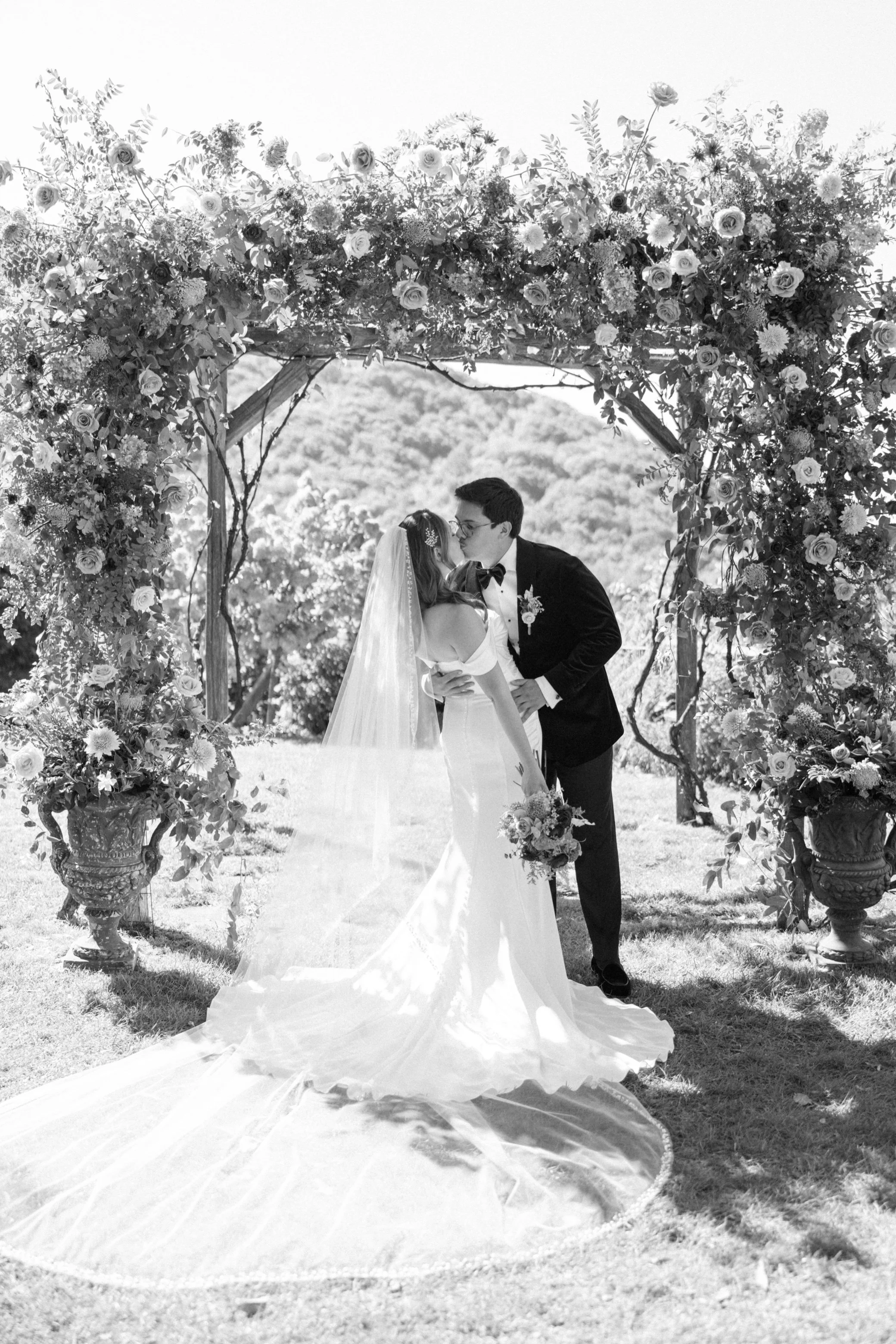 black and white wedding photographs at lambs hill venue