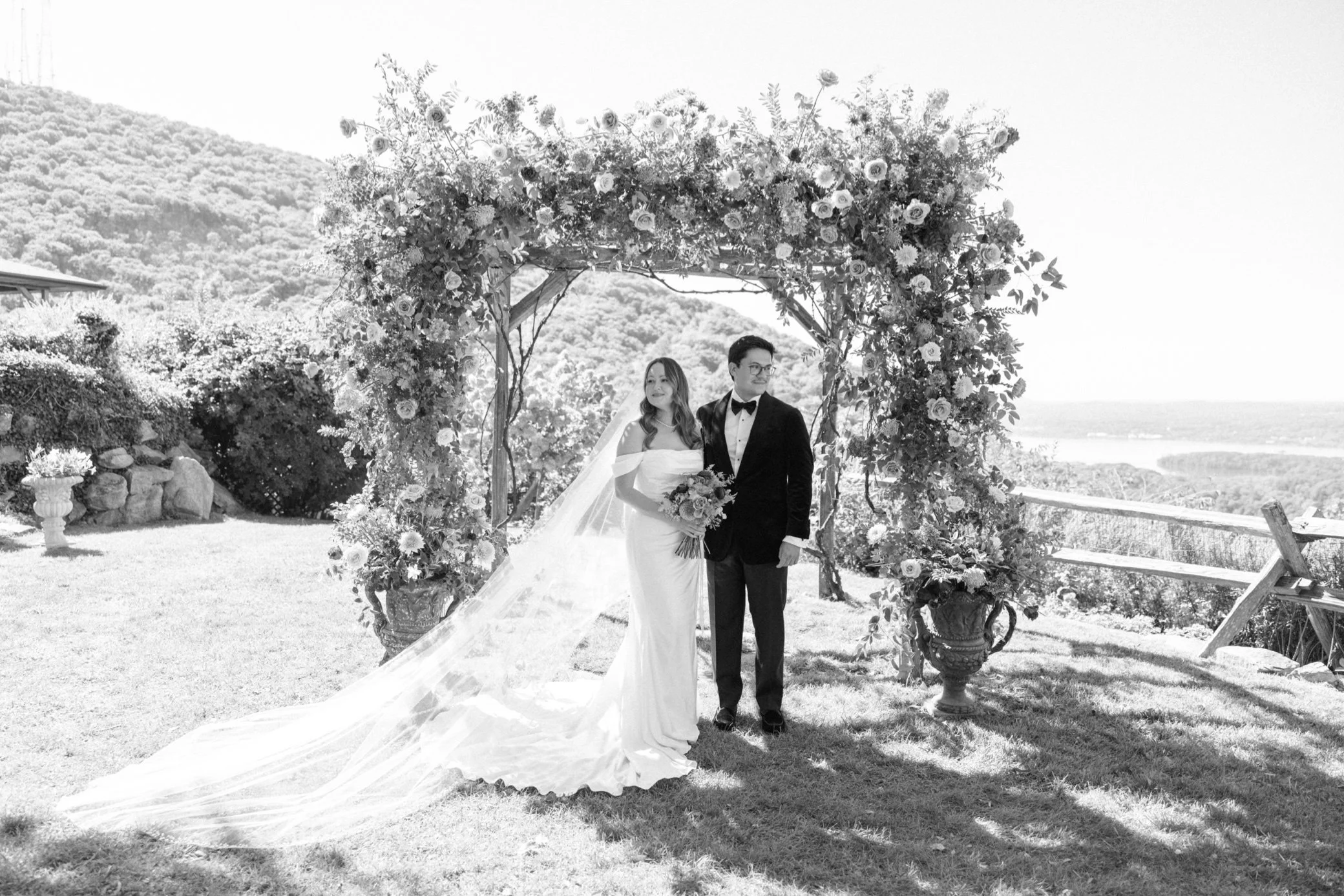 black and white wedding photographs at lambs hill venue