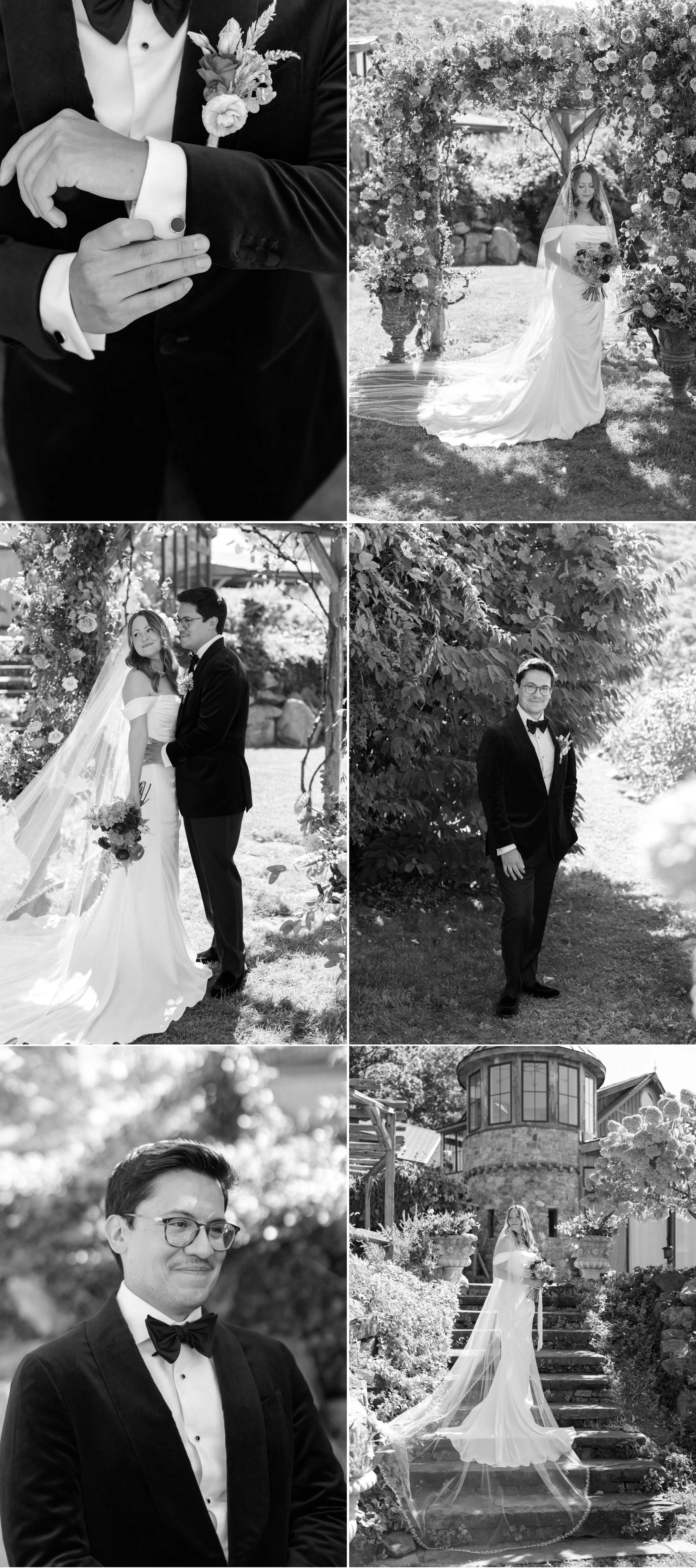 black and white wedding photographs at lambs hill venue