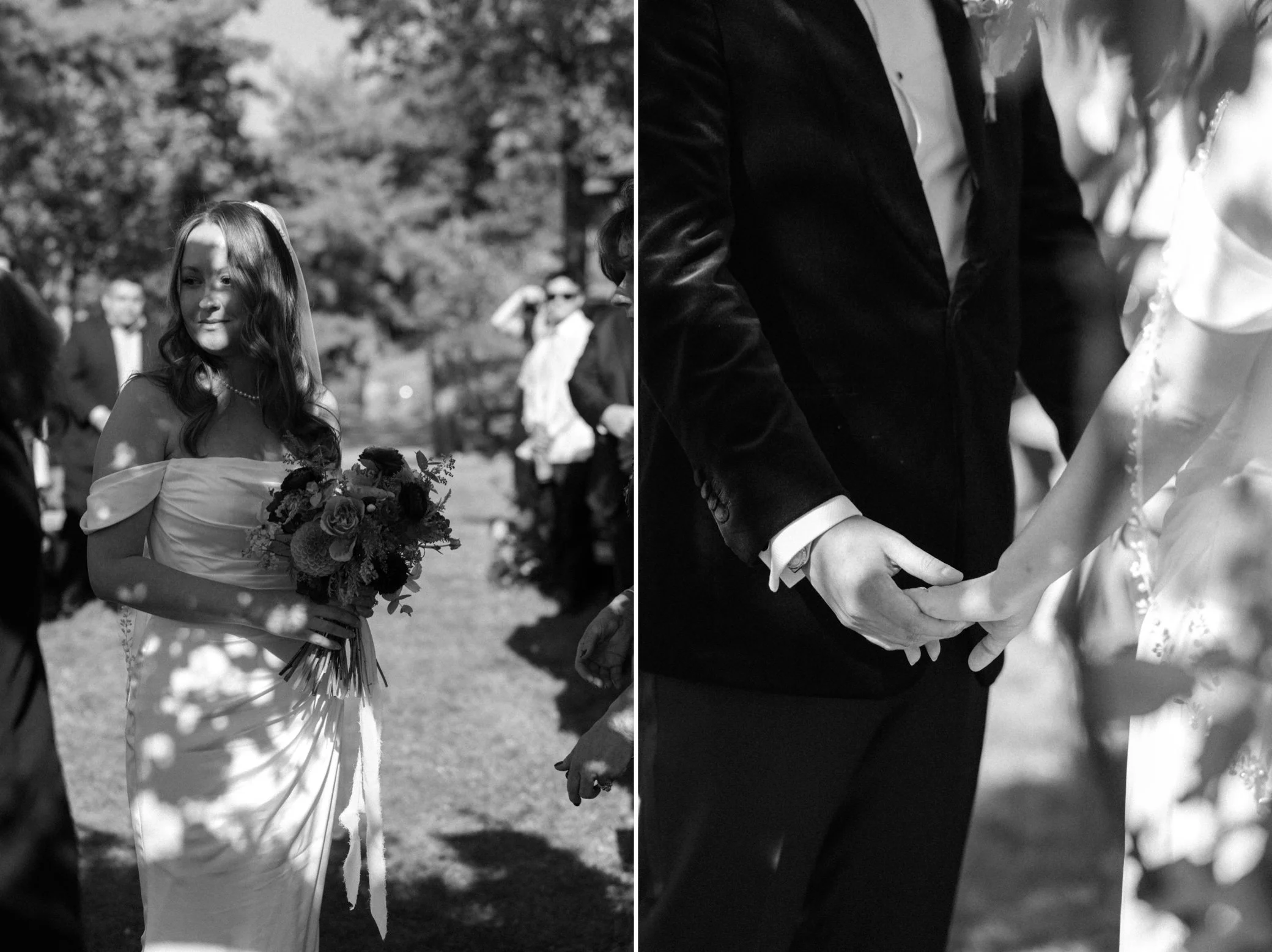 black and white wedding photographs at lambs hill venue