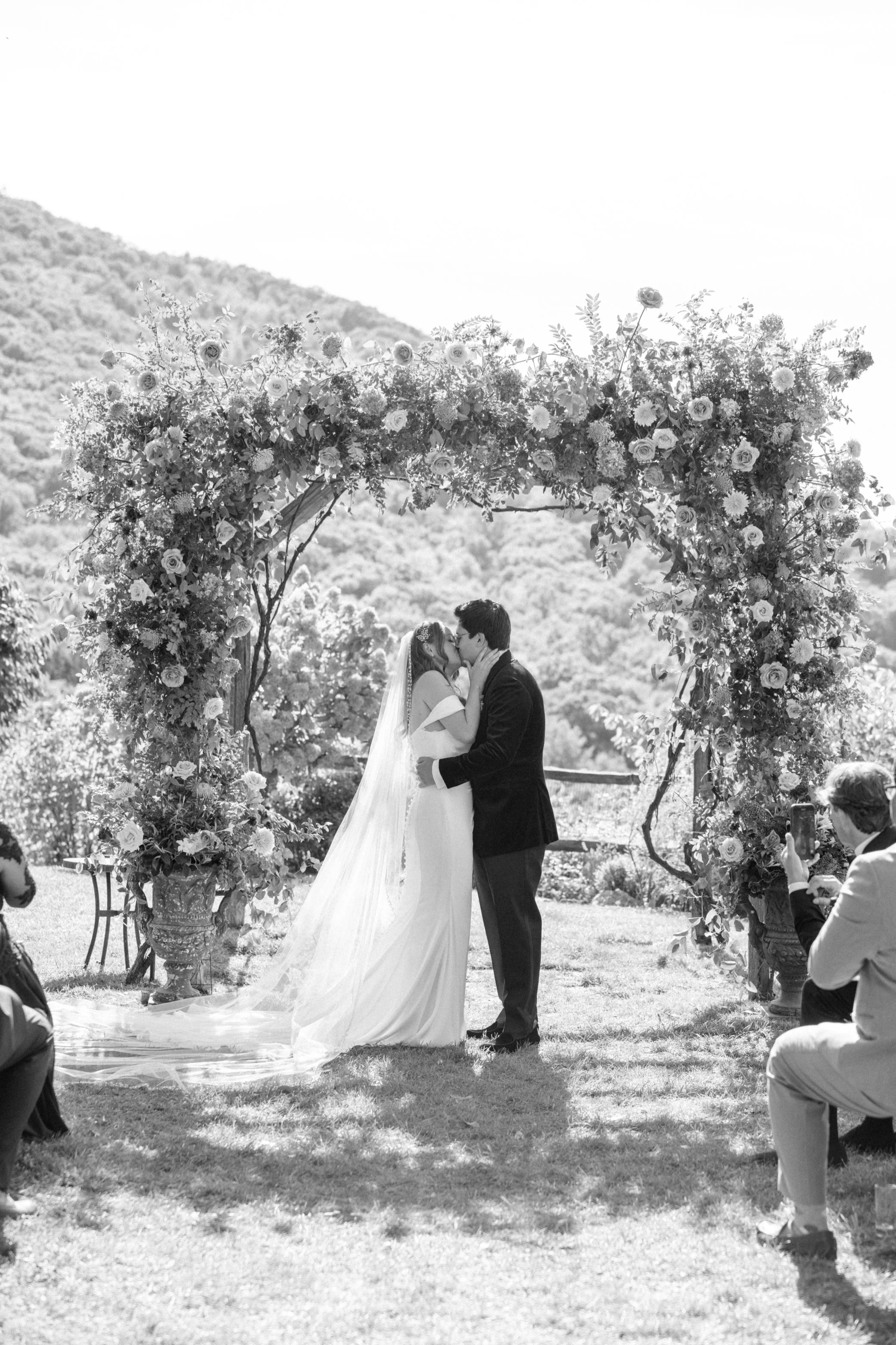 black and white wedding photographs at lambs hill venue