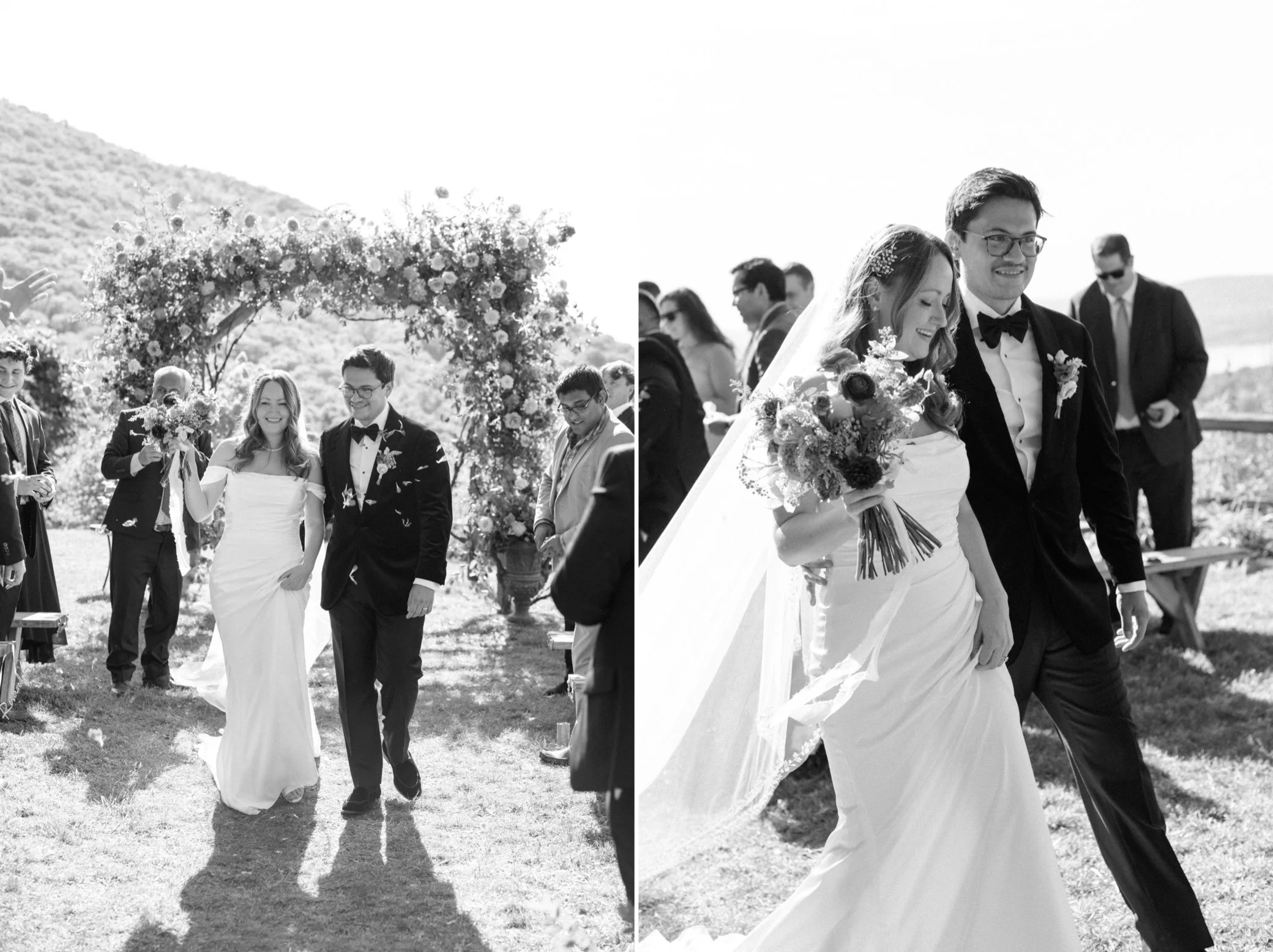 black and white wedding photographs at lambs hill venue
