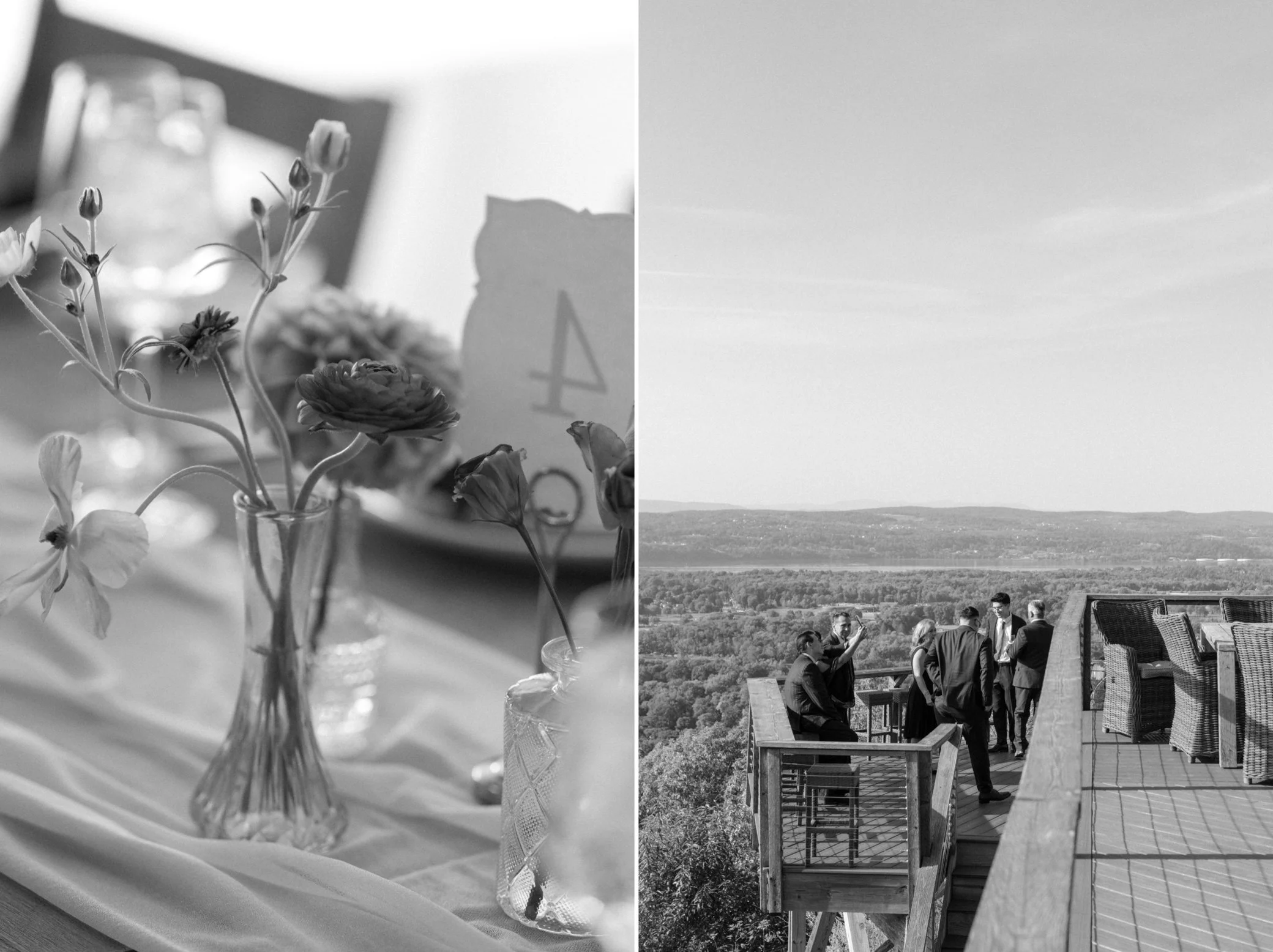 black and white wedding photographs at lambs hill venue