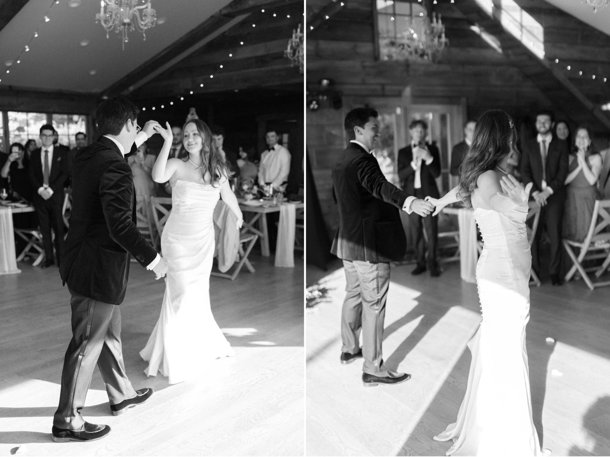 black and white wedding photographs at lambs hill venue