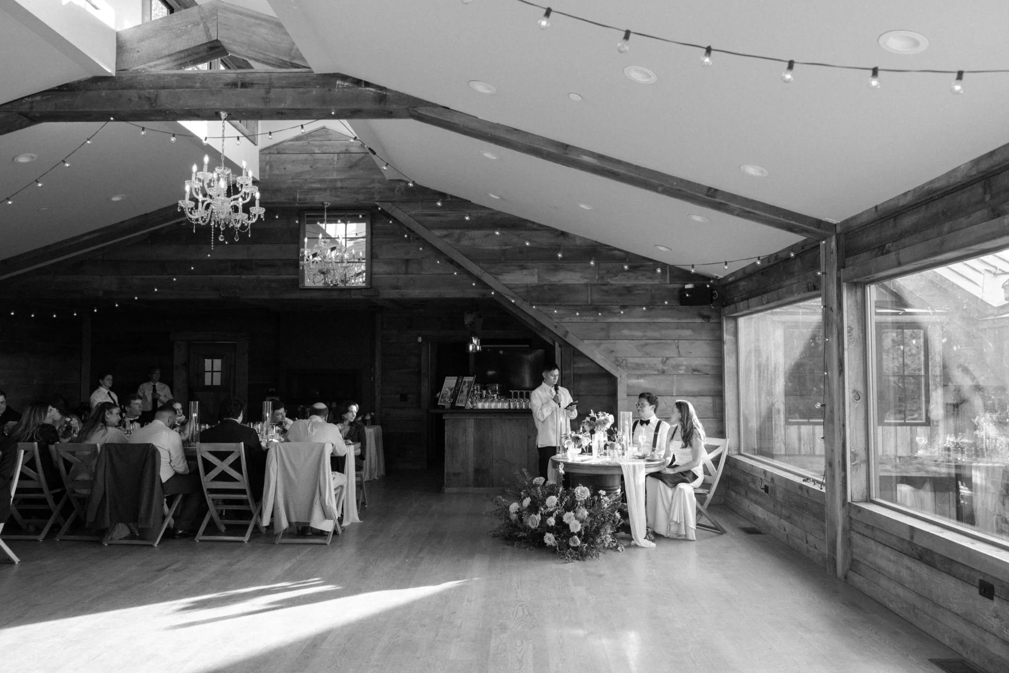 black and white wedding photographs at lambs hill venue