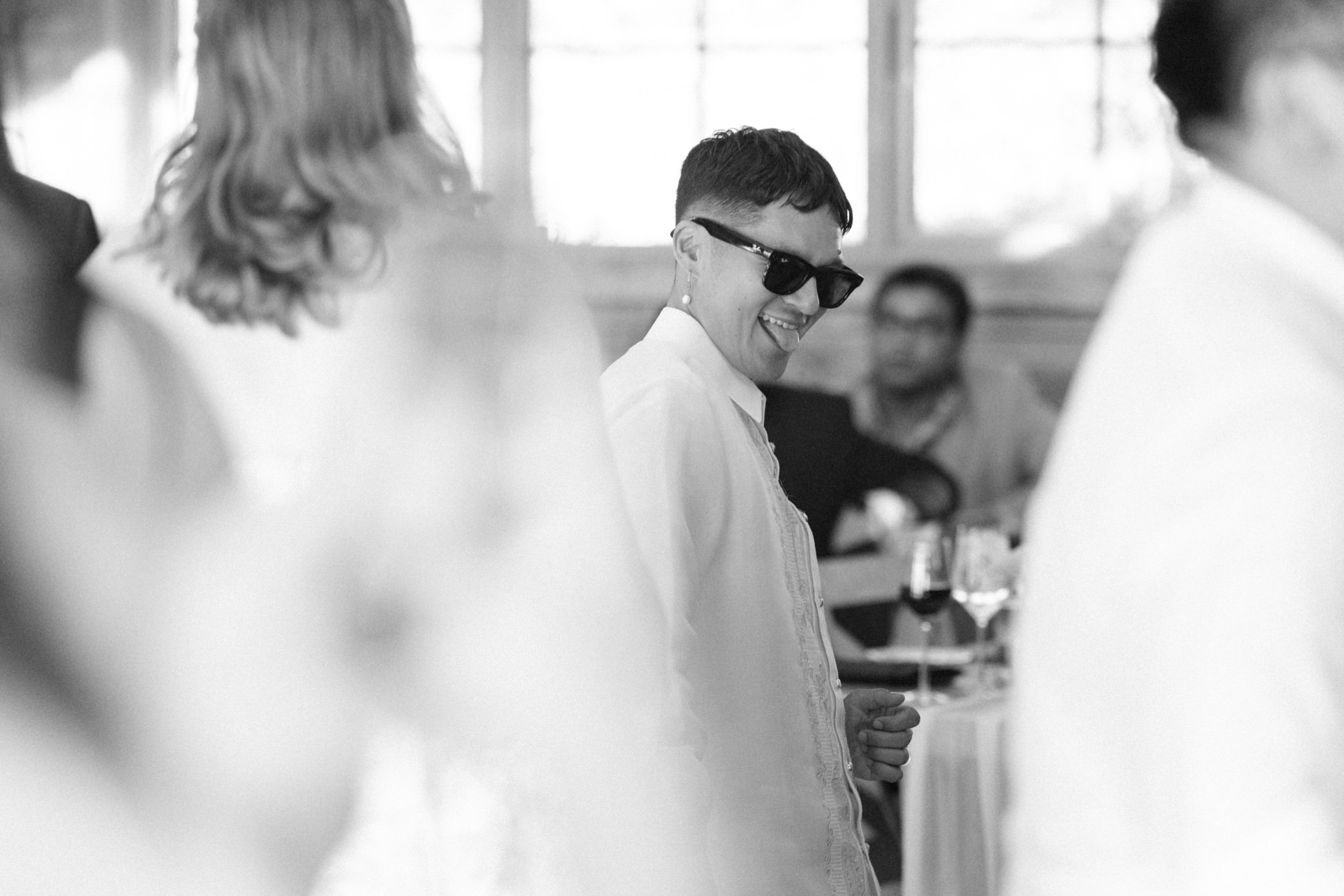 black and white wedding photographs at lambs hill venue