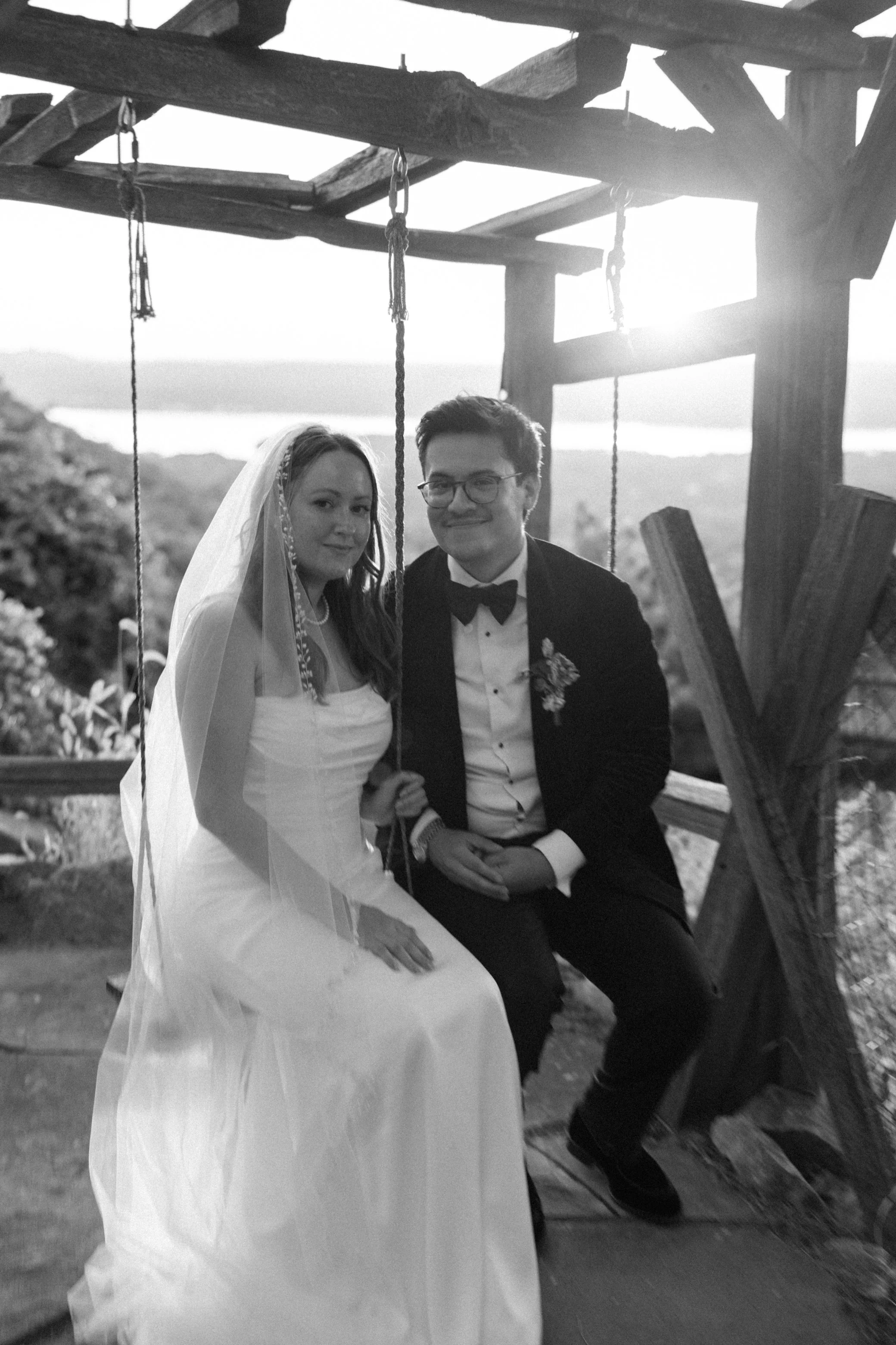 black and white wedding photographs at lambs hill venue