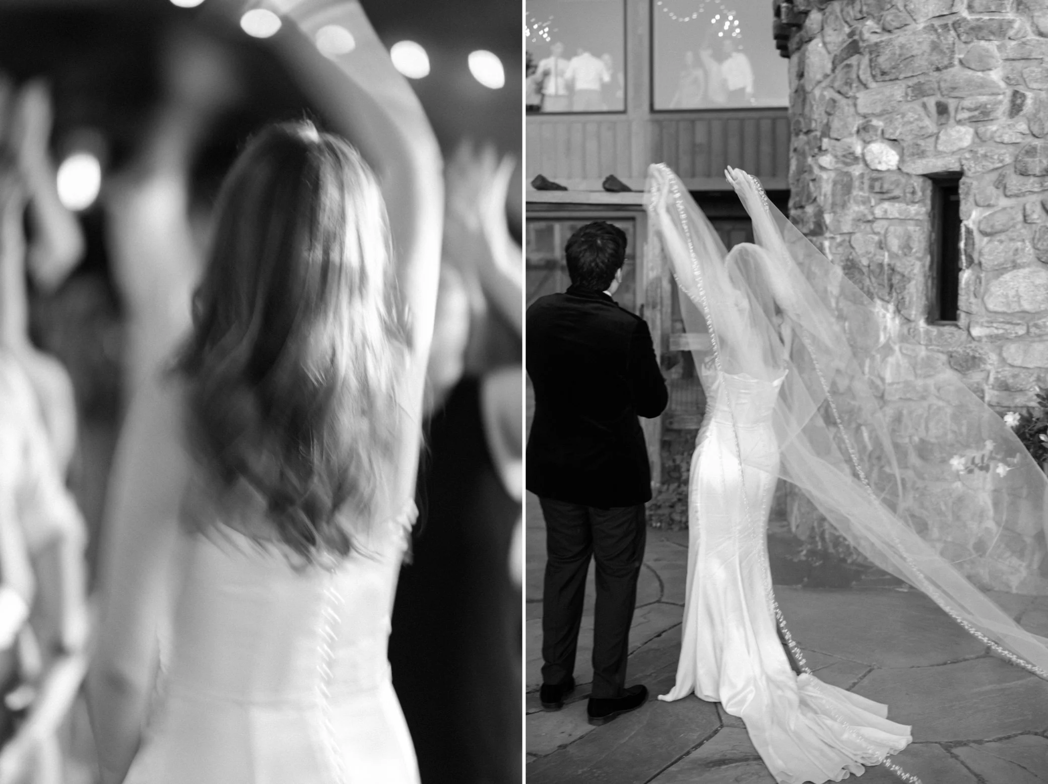 black and white wedding photographs at lambs hill venue