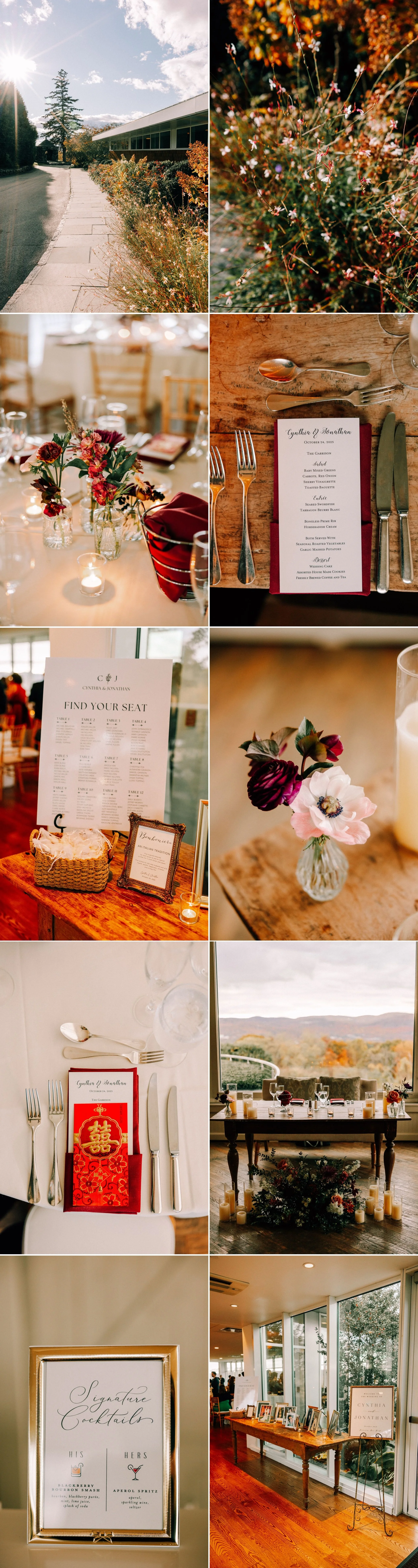  wedding cocktail hour details at the garrison 