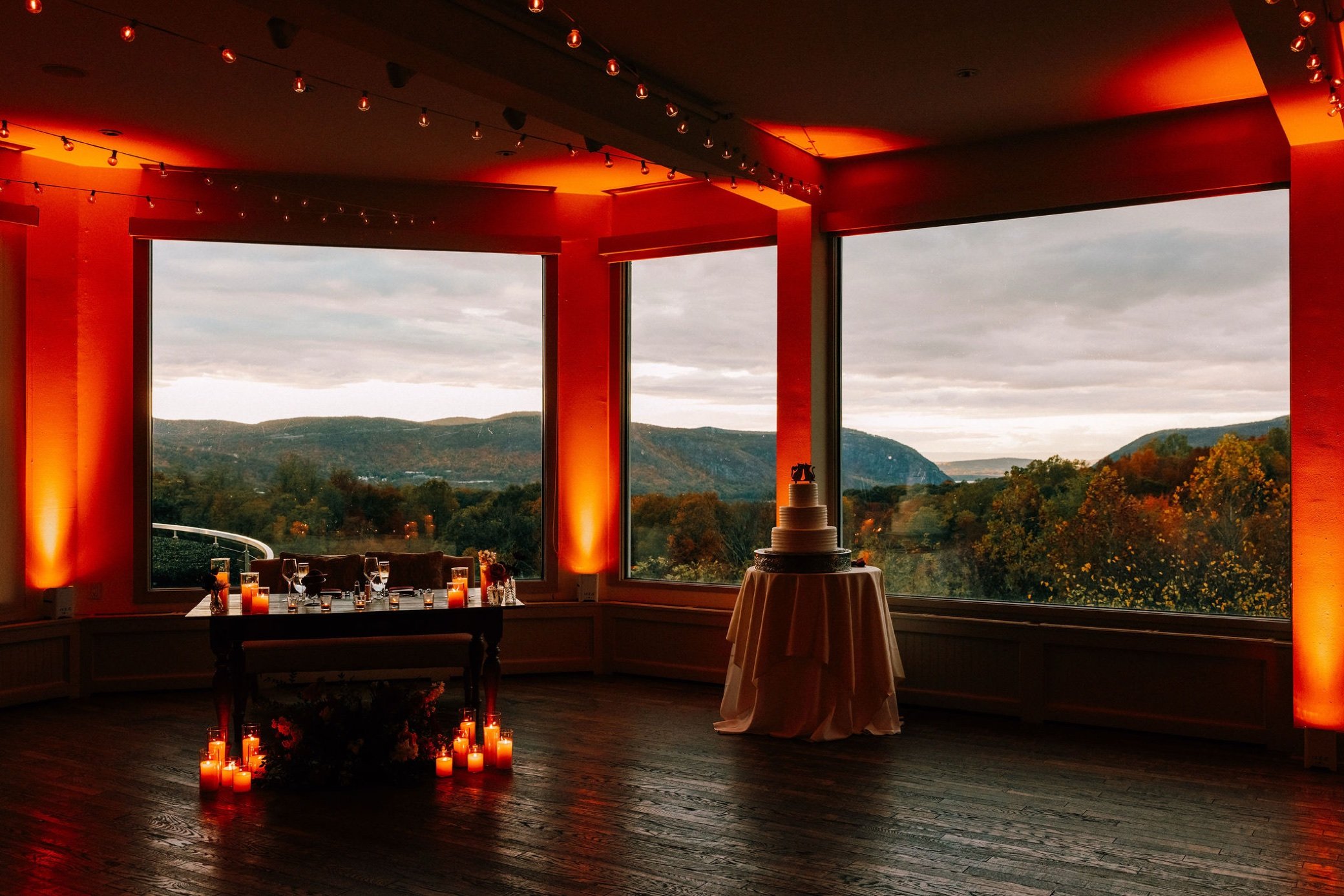  wedding reception lighting and candles at the garrison 