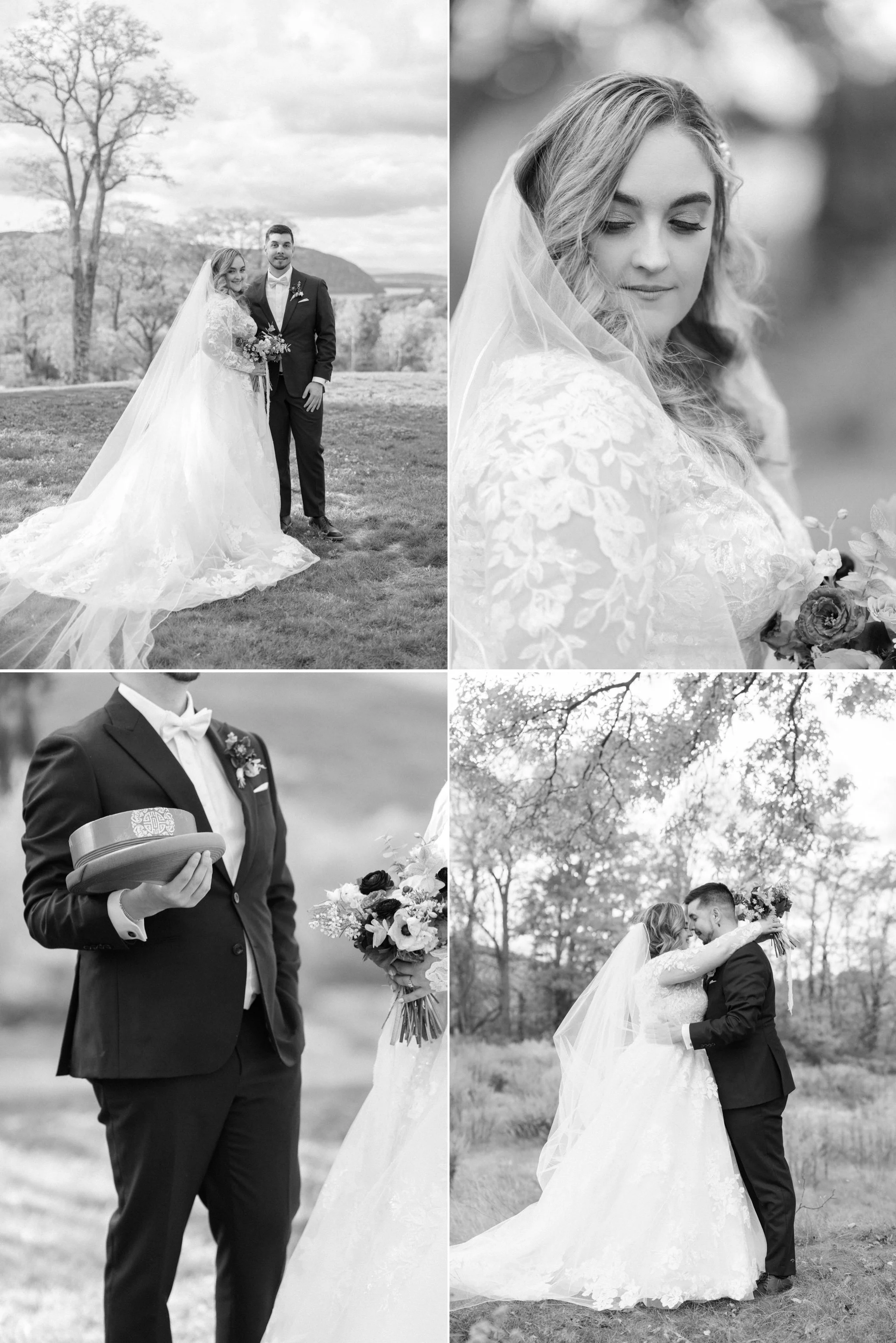  black and white wedding photographs of hudson valley wedding at the garrison 