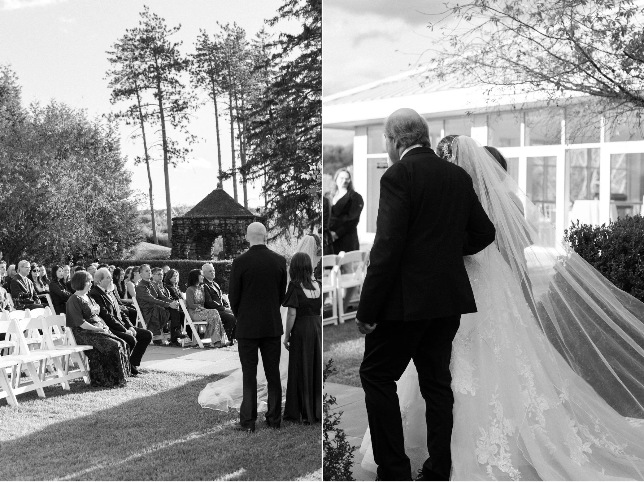  black and white wedding photographs of wedding ceremony at the garrison 