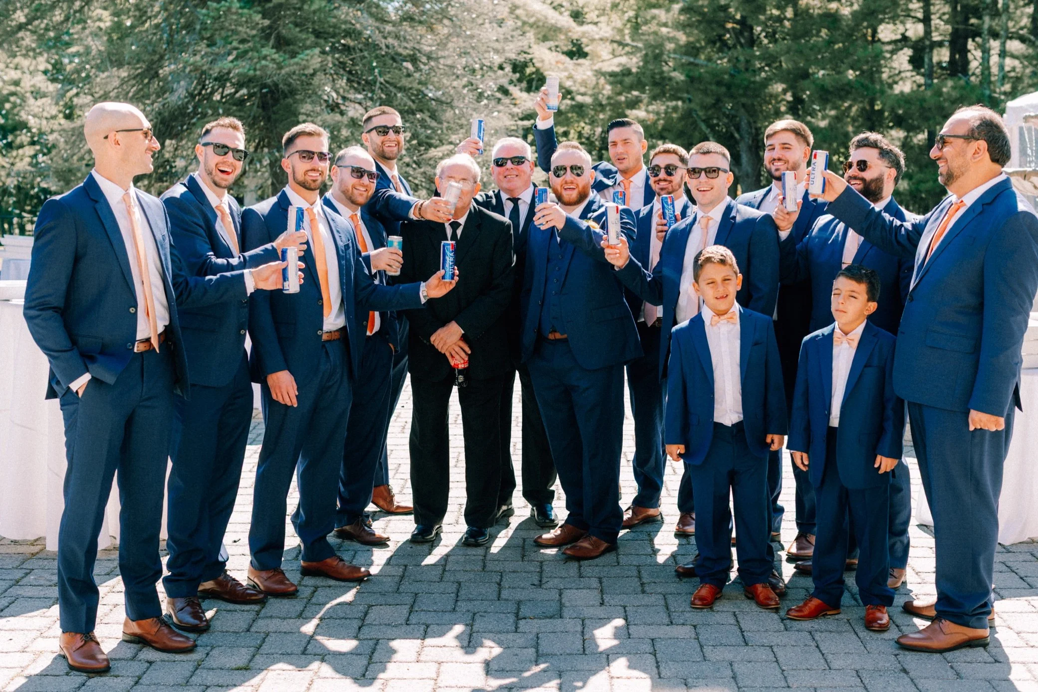 Groomsmen on patio at brotherhood winery 