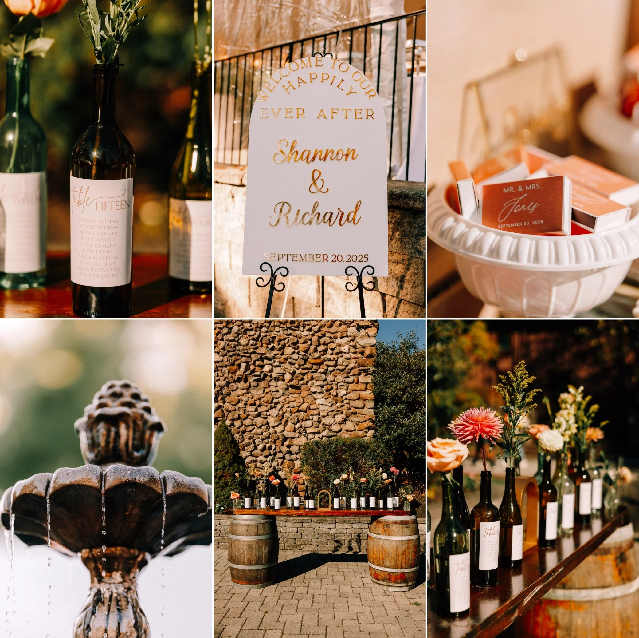  wedding cocktail hour details on the patio of brotherhood winery 